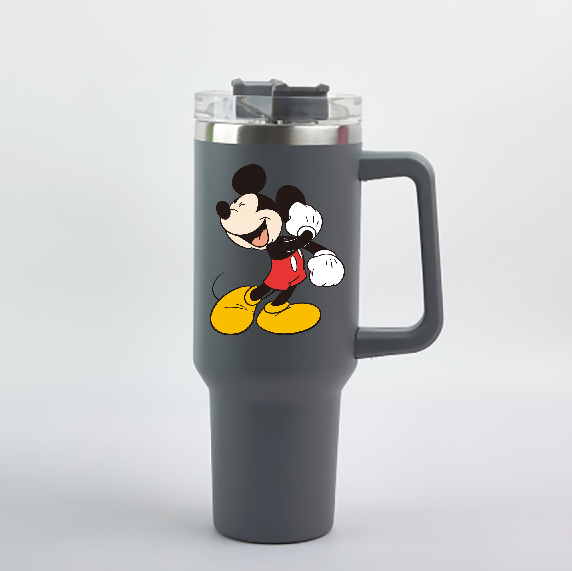 （画像用） ミッキーマウス Mickey Mouse 1200mL車用タンブラー - クリスタルステッカー（プラスチックストロー付き）