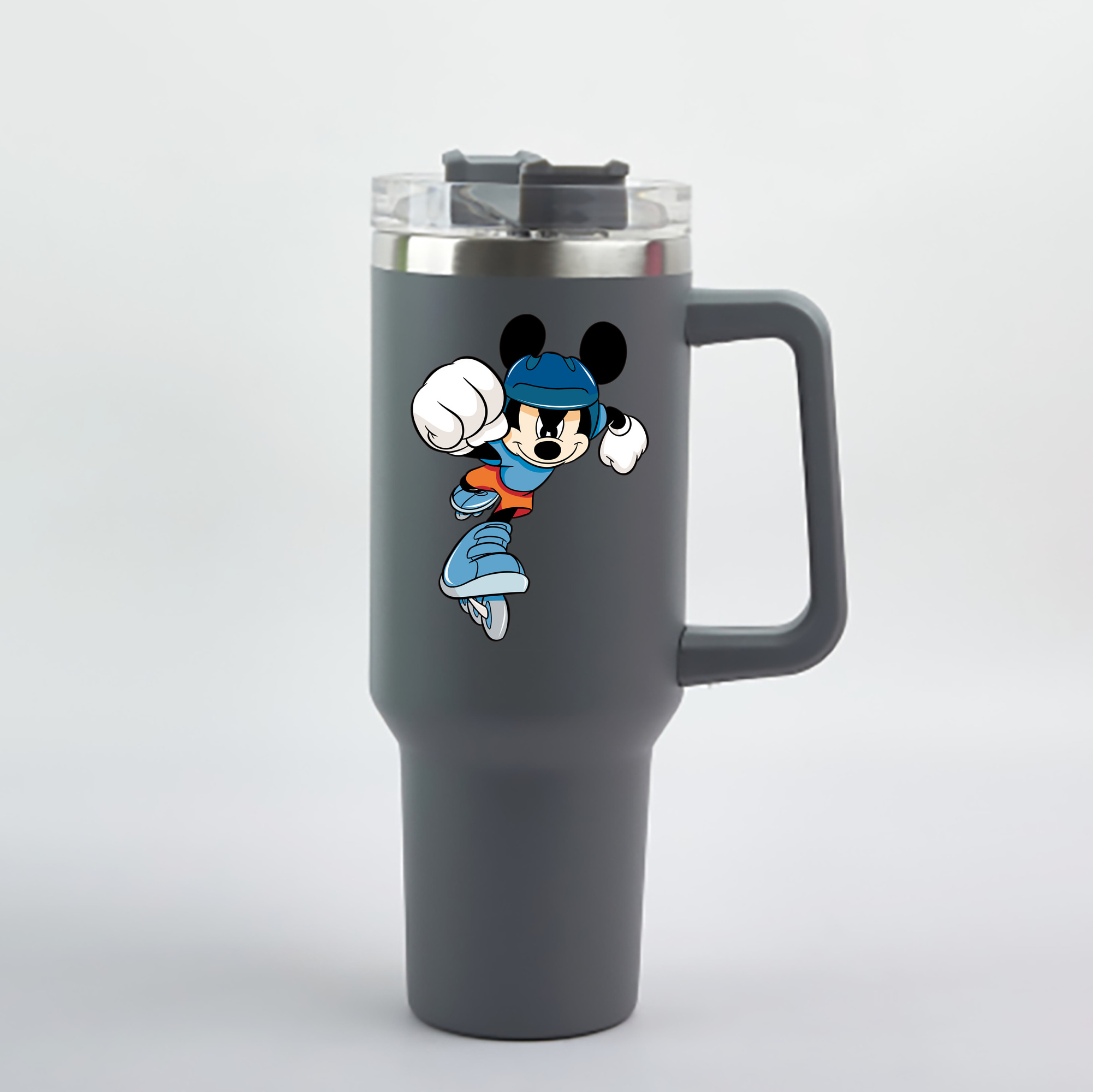 （画像用） ミッキーマウス Mickey Mouse 1200mL車用タンブラー - クリスタルステッカー（プラスチックストロー付き）