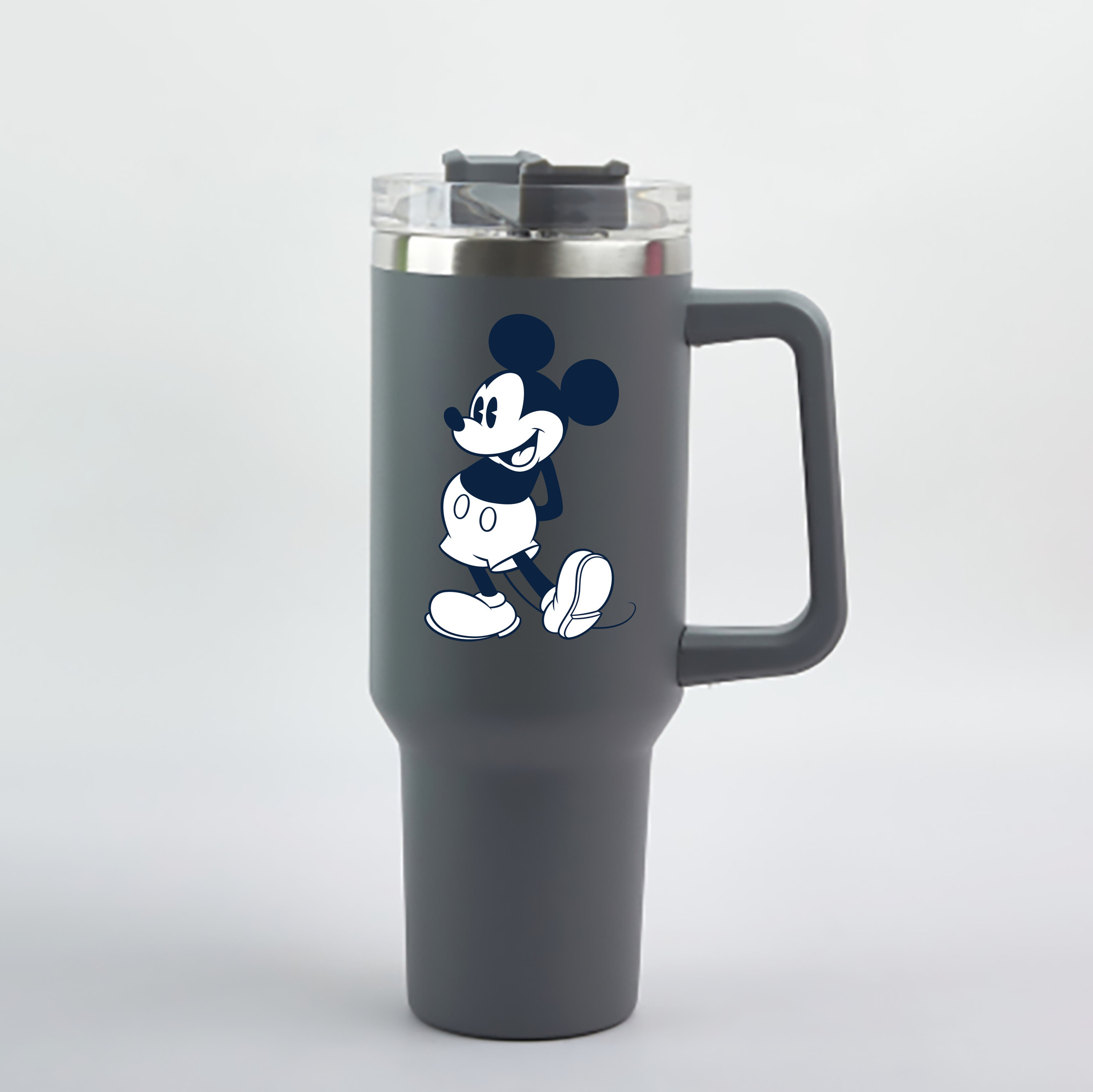 （画像用） ミッキーマウス Mickey Mouse 1200mL車用タンブラー - クリスタルステッカー（プラスチックストロー付き）