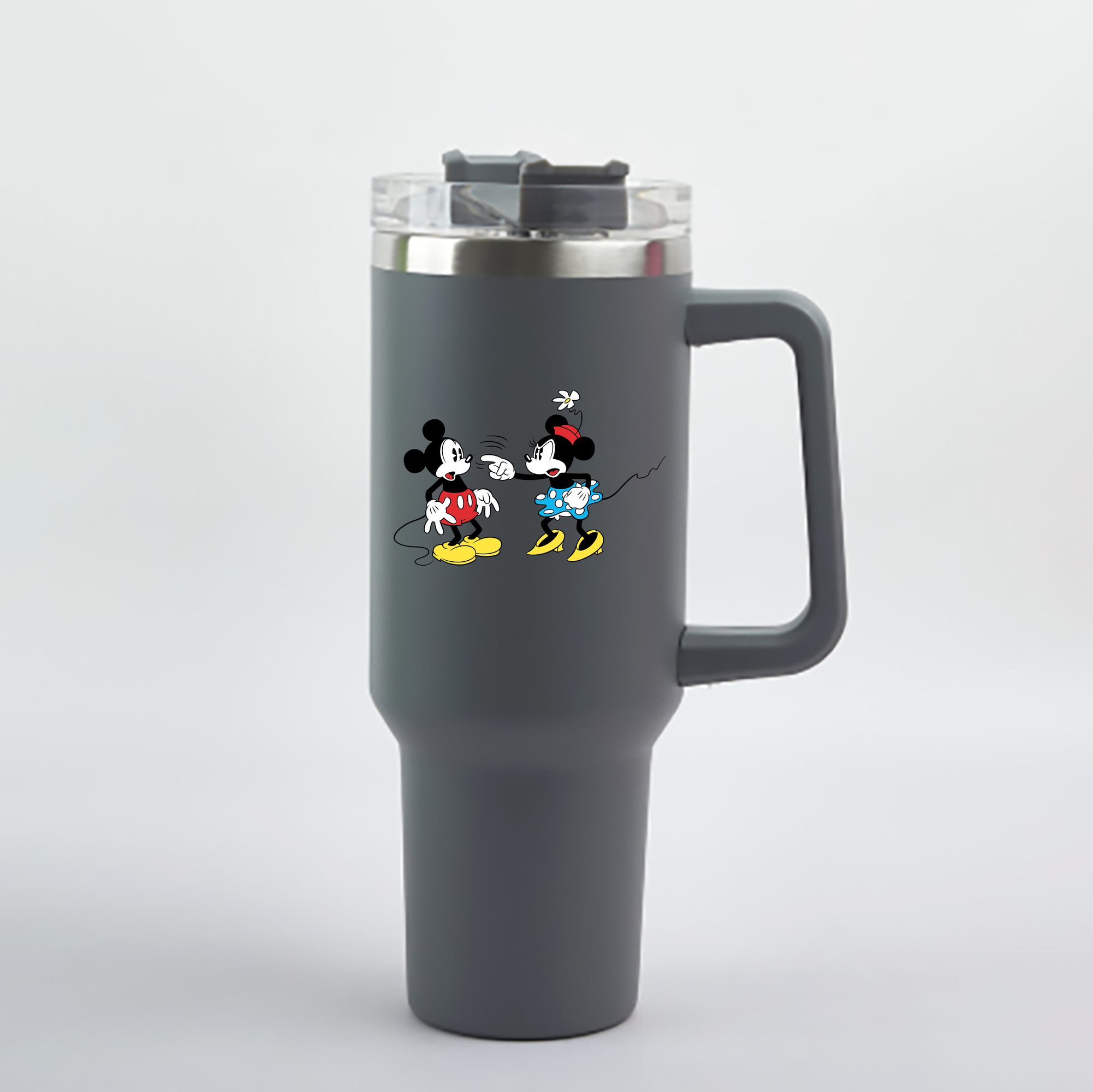 （画像用） ミッキーマウス Mickey Mouse 1200mL車用タンブラー - クリスタルステッカー（プラスチックストロー付き）