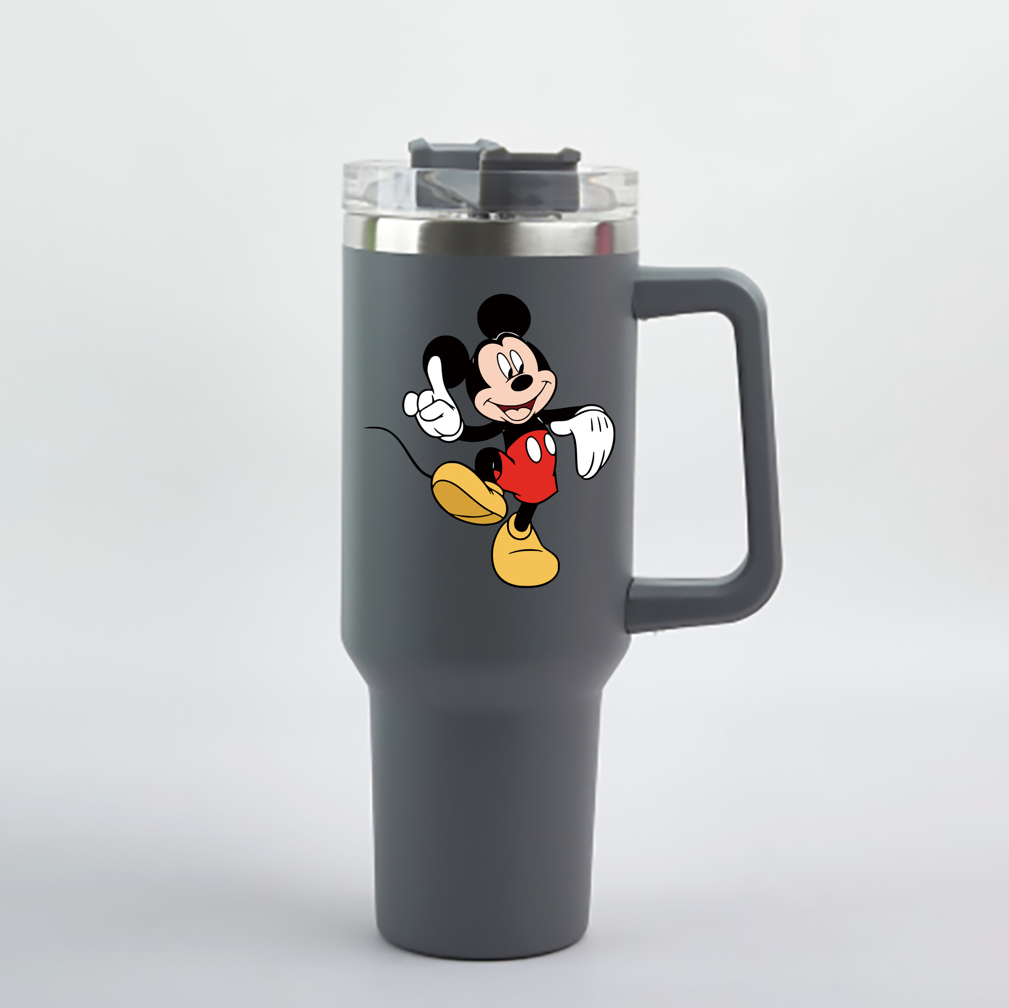 （画像用） ミッキーマウス Mickey Mouse 1200mL車用タンブラー - クリスタルステッカー（プラスチックストロー付き）