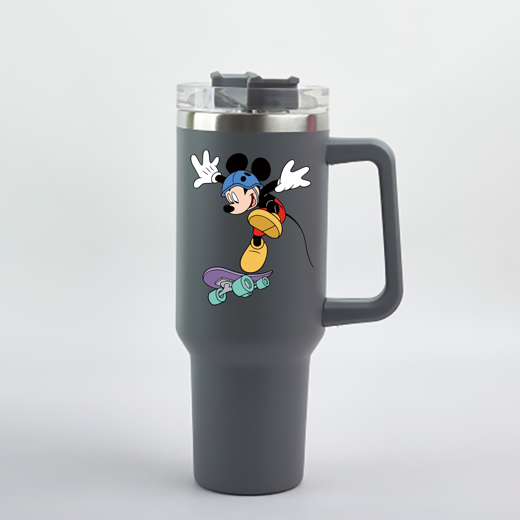 （画像用） ミッキーマウス Mickey Mouse 1200mL車用タンブラー - クリスタルステッカー（プラスチックストロー付き）