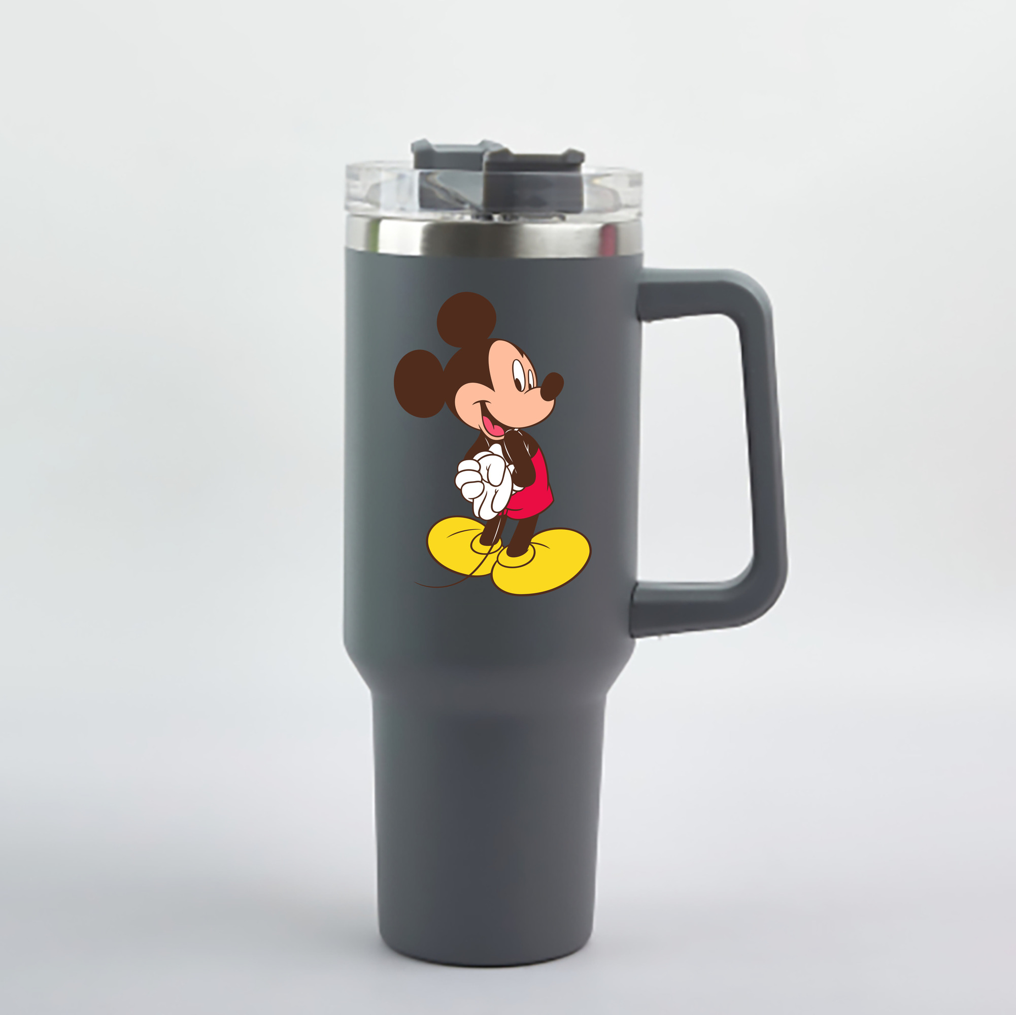 （画像用） ミッキーマウス Mickey Mouse 1200mL車用タンブラー - クリスタルステッカー（プラスチックストロー付き）