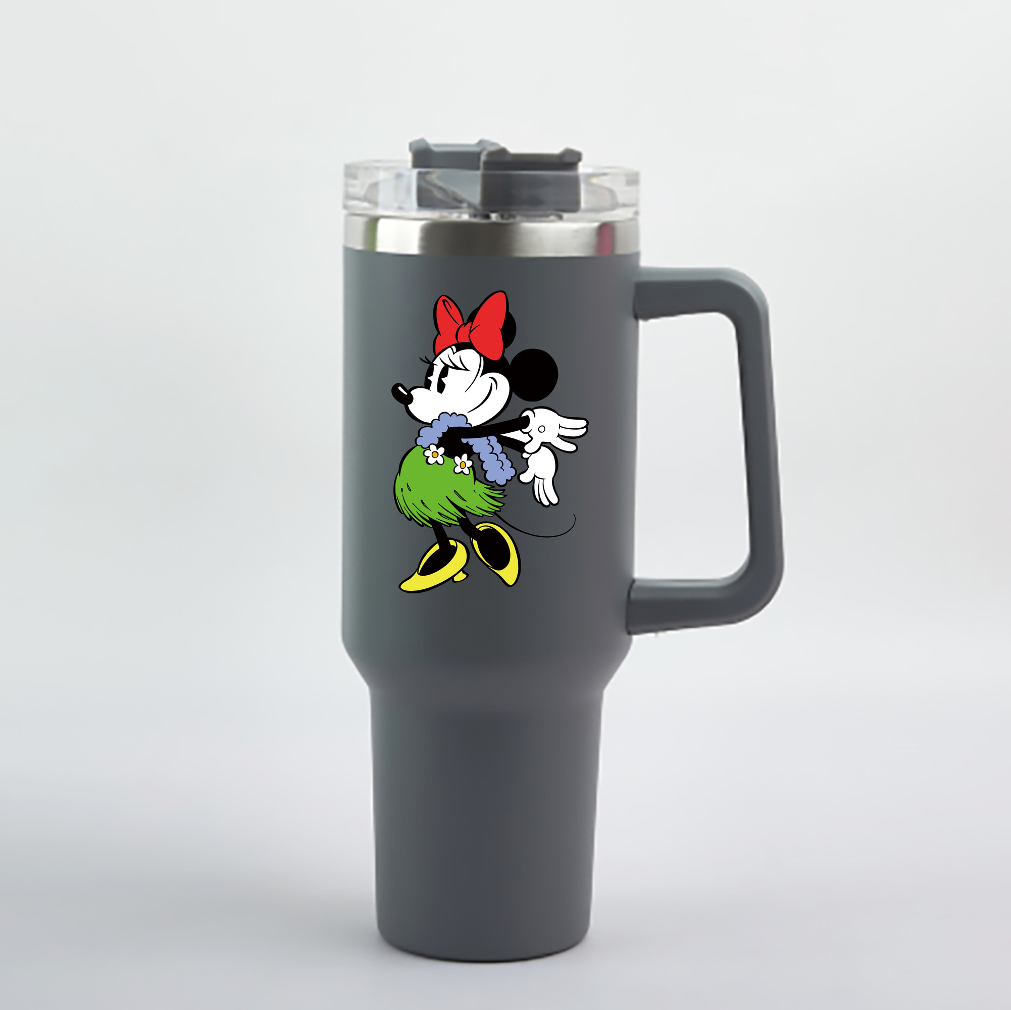 （画像用） ミッキーマウス Mickey Mouse 1200mL車用タンブラー - クリスタルステッカー（プラスチックストロー付き）