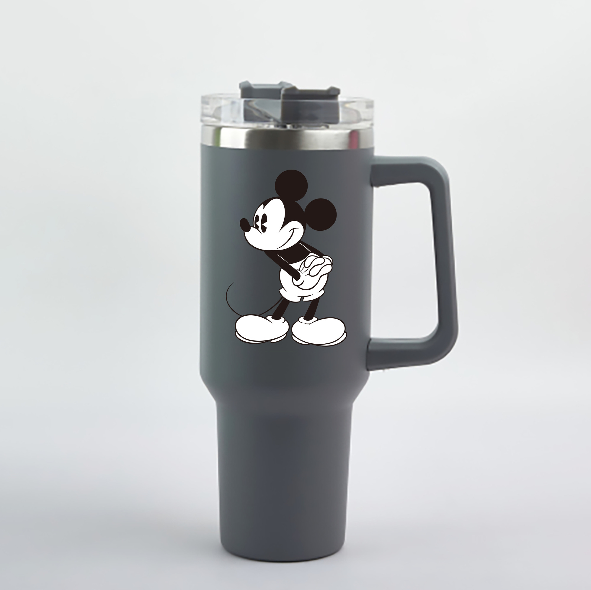 （画像用） ミッキーマウス Mickey Mouse 1200mL車用タンブラー - クリスタルステッカー（プラスチックストロー付き）