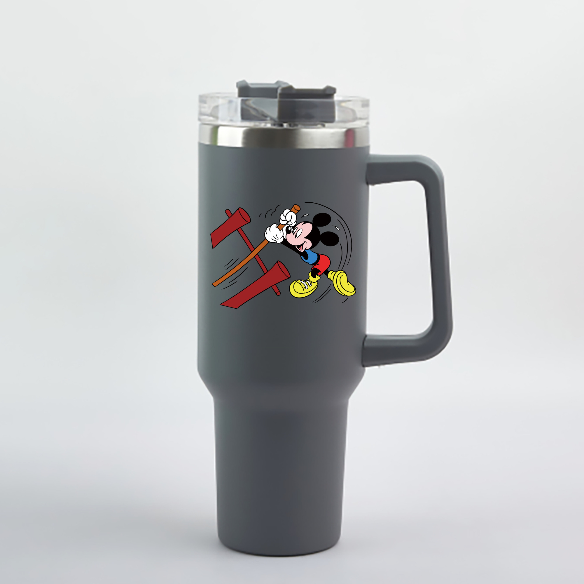 （画像用） ミッキーマウス Mickey Mouse 1200mL車用タンブラー - クリスタルステッカー（プラスチックストロー付き）