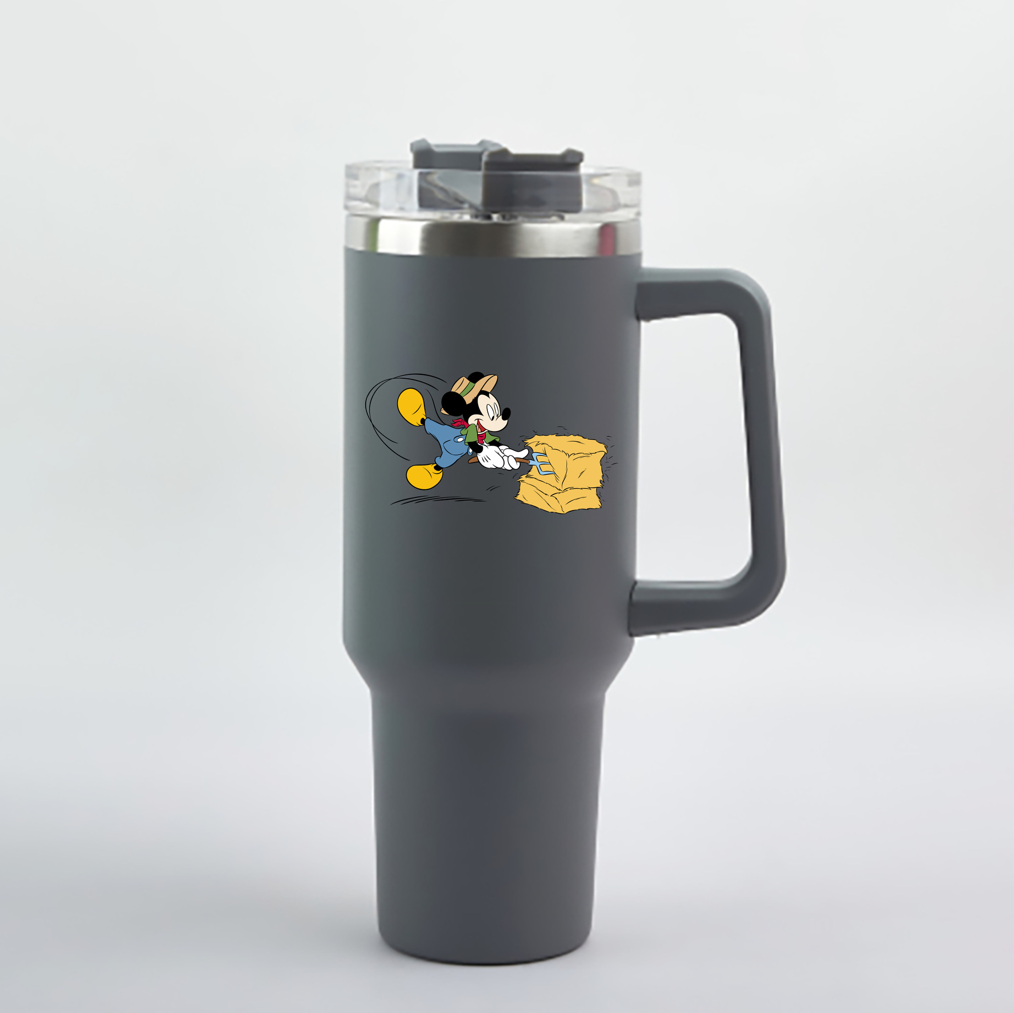 （画像用） ミッキーマウス Mickey Mouse 1200mL車用タンブラー - クリスタルステッカー（プラスチックストロー付き）