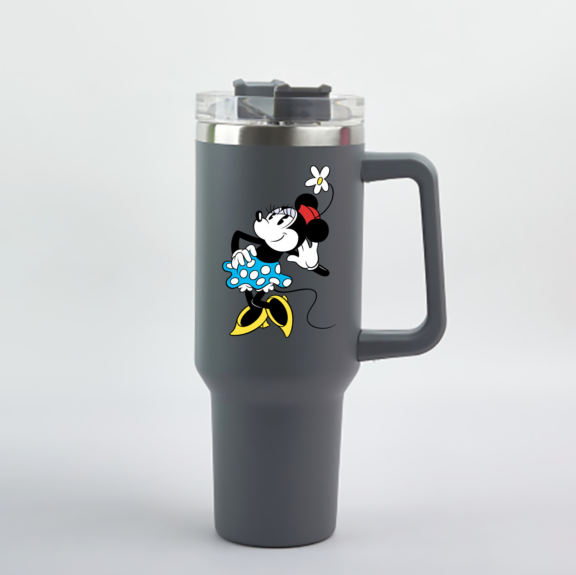 （画像用） ミッキーマウス Mickey Mouse 1200mL車用タンブラー - クリスタルステッカー（プラスチックストロー付き）