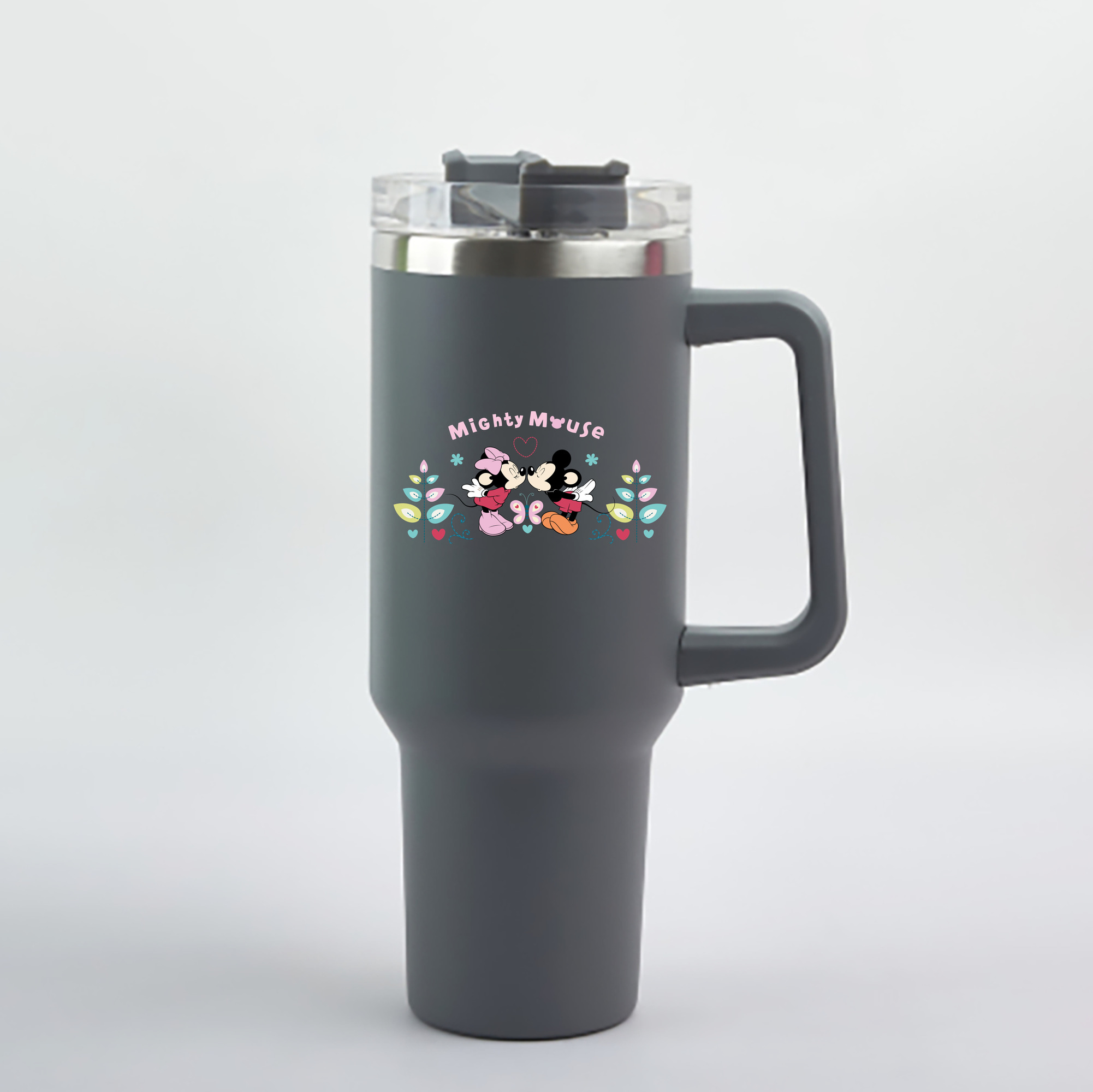 （画像用） ミッキーマウス Mickey Mouse 1200mL車用タンブラー - クリスタルステッカー（プラスチックストロー付き）