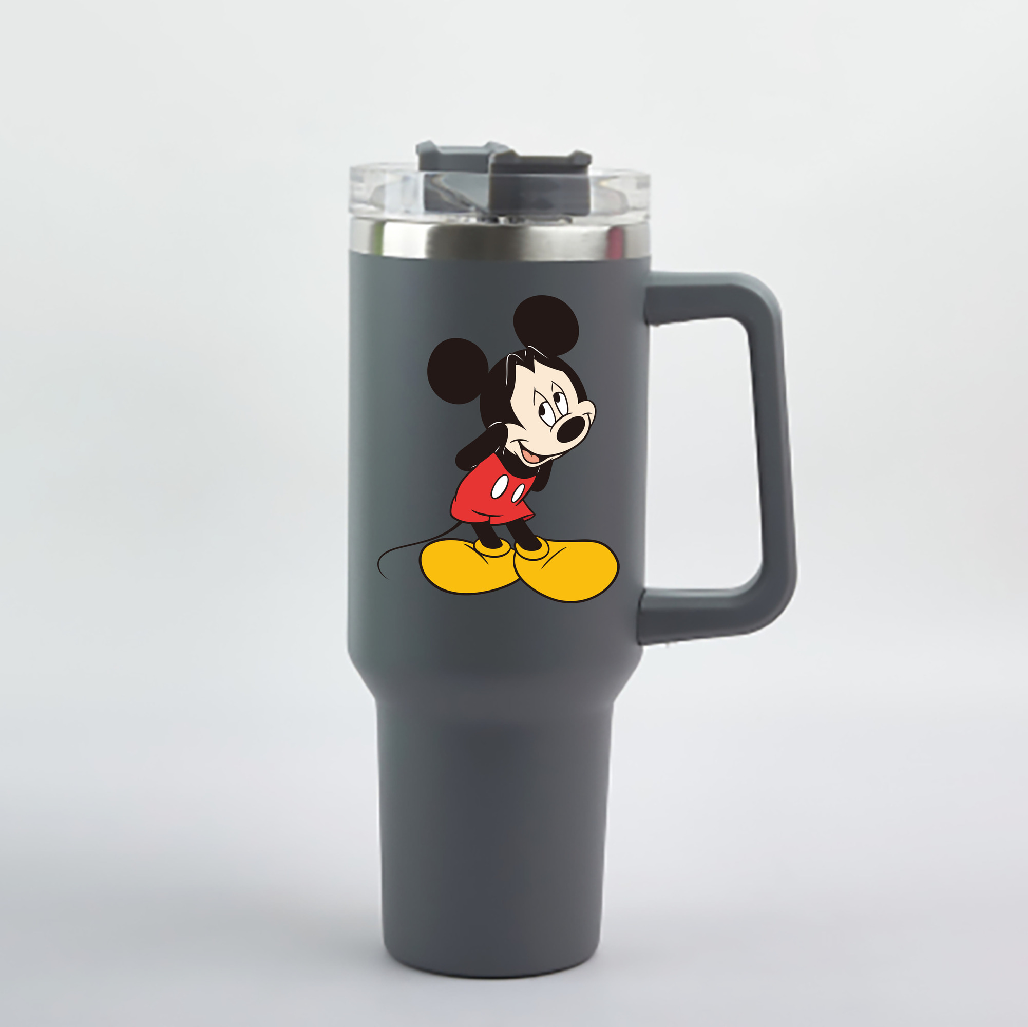 （画像用） ミッキーマウス Mickey Mouse 1200mL車用タンブラー - クリスタルステッカー（プラスチックストロー付き）