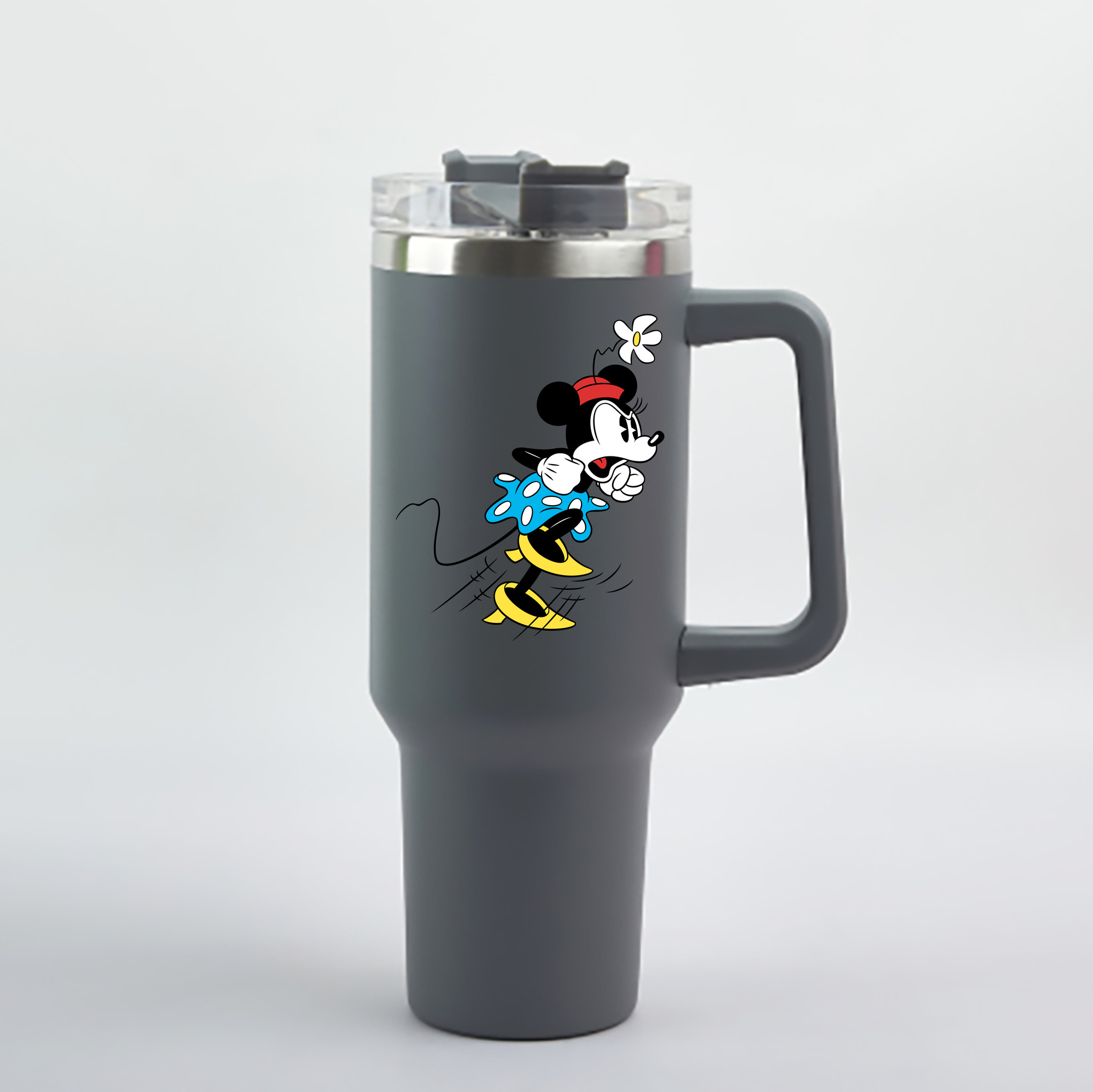 （画像用） ミッキーマウス Mickey Mouse 1200mL車用タンブラー - クリスタルステッカー（プラスチックストロー付き）