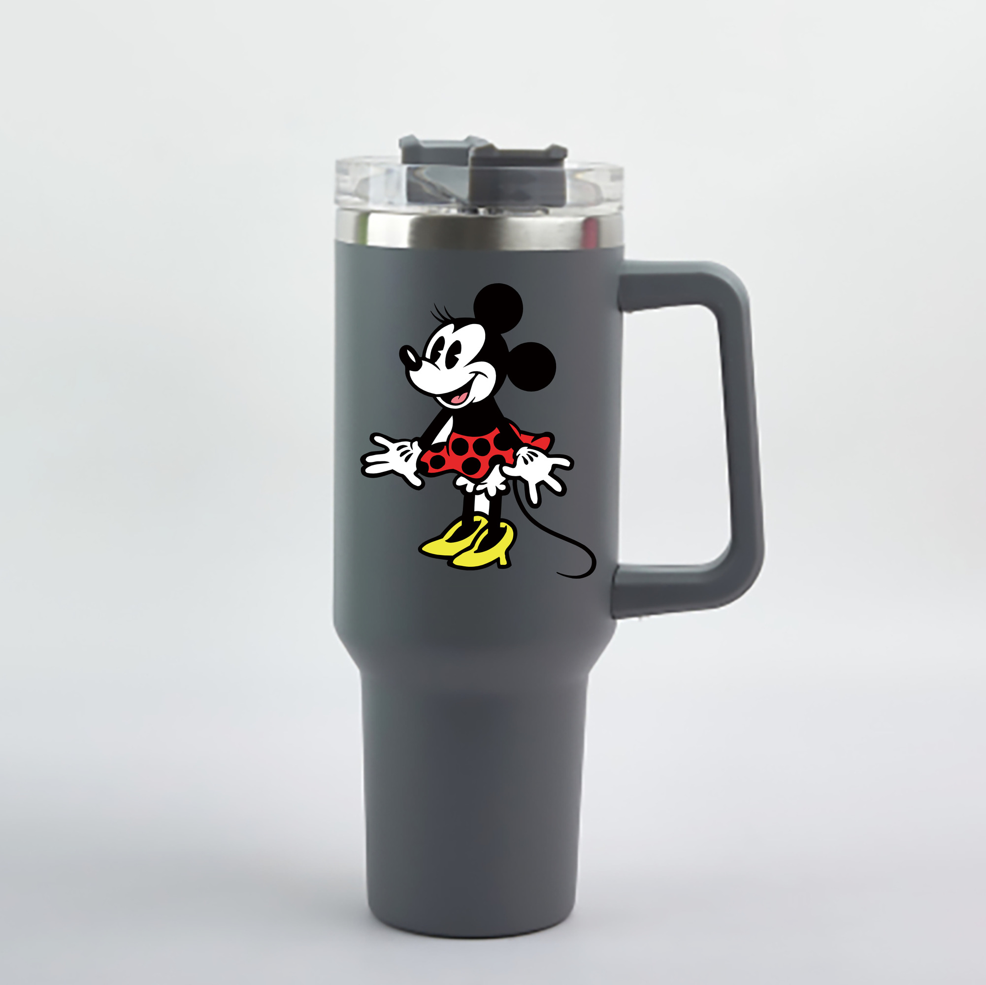 （画像用） ミッキーマウス Mickey Mouse 1200mL車用タンブラー - クリスタルステッカー（プラスチックストロー付き）