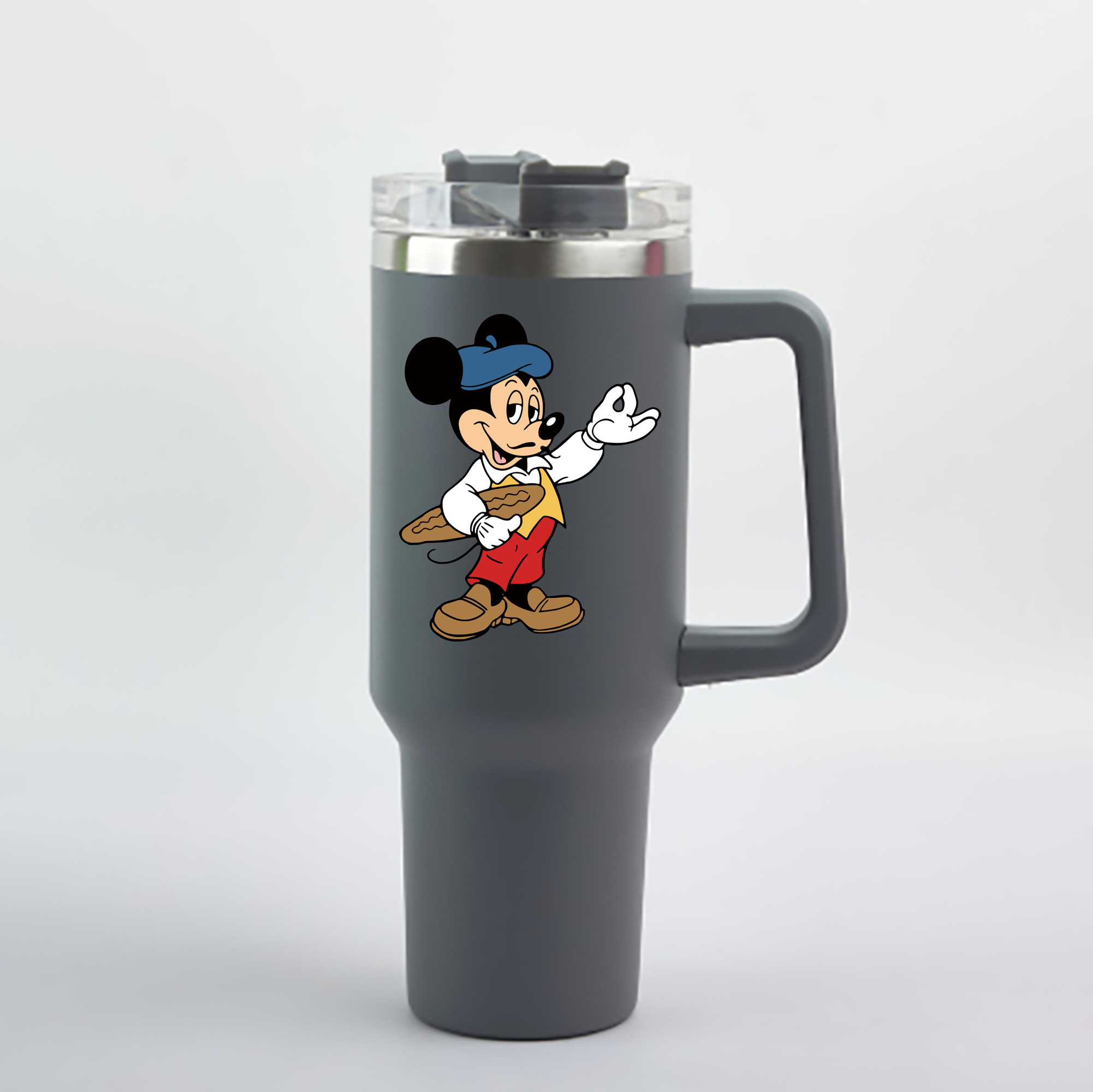 （画像用） ミッキーマウス Mickey Mouse 1200mL車用タンブラー - クリスタルステッカー（プラスチックストロー付き）
