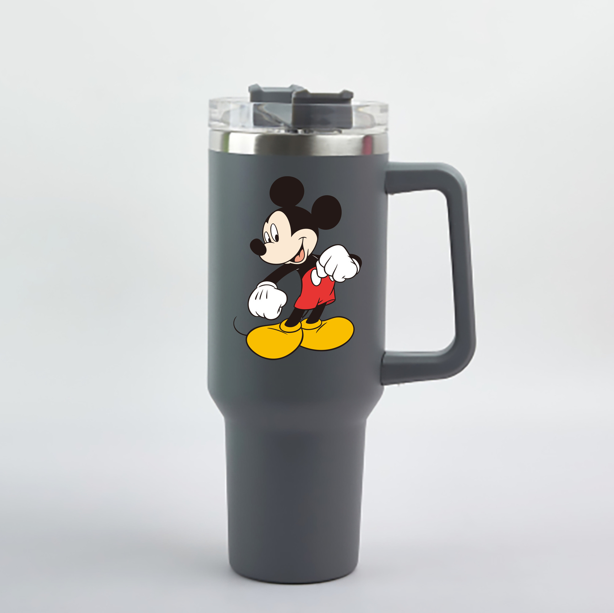 （画像用） ミッキーマウス Mickey Mouse 1200mL車用タンブラー - クリスタルステッカー（プラスチックストロー付き）