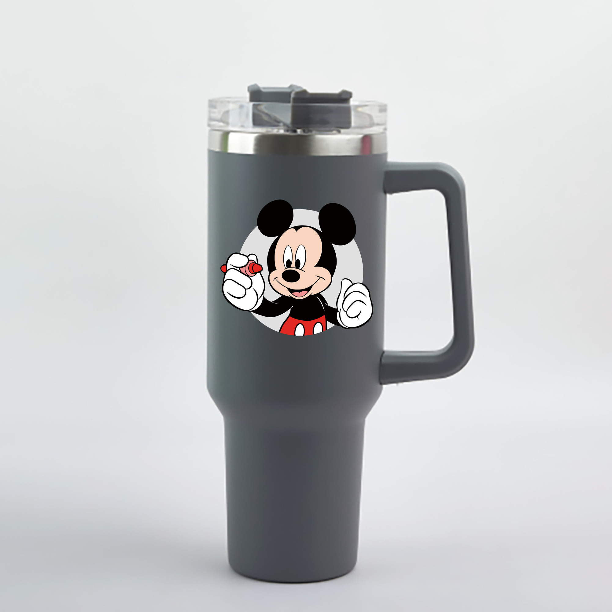 （画像用） ミッキーマウス Mickey Mouse 1200mL車用タンブラー - クリスタルステッカー（プラスチックストロー付き）