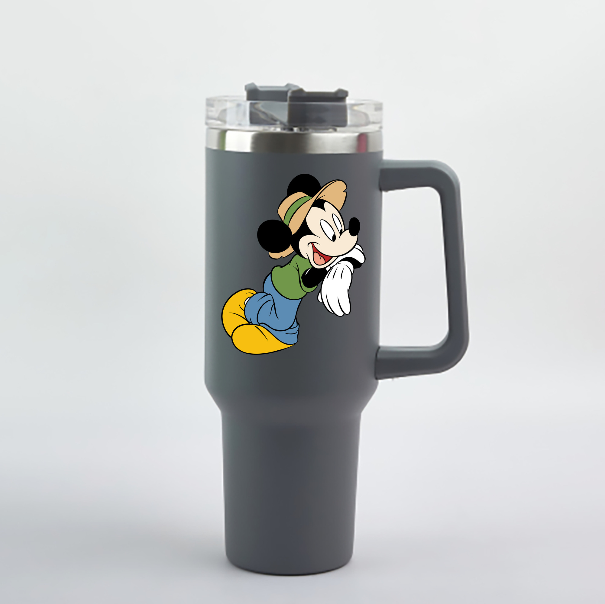 （画像用） ミッキーマウス Mickey Mouse 1200mL車用タンブラー - クリスタルステッカー（プラスチックストロー付き）