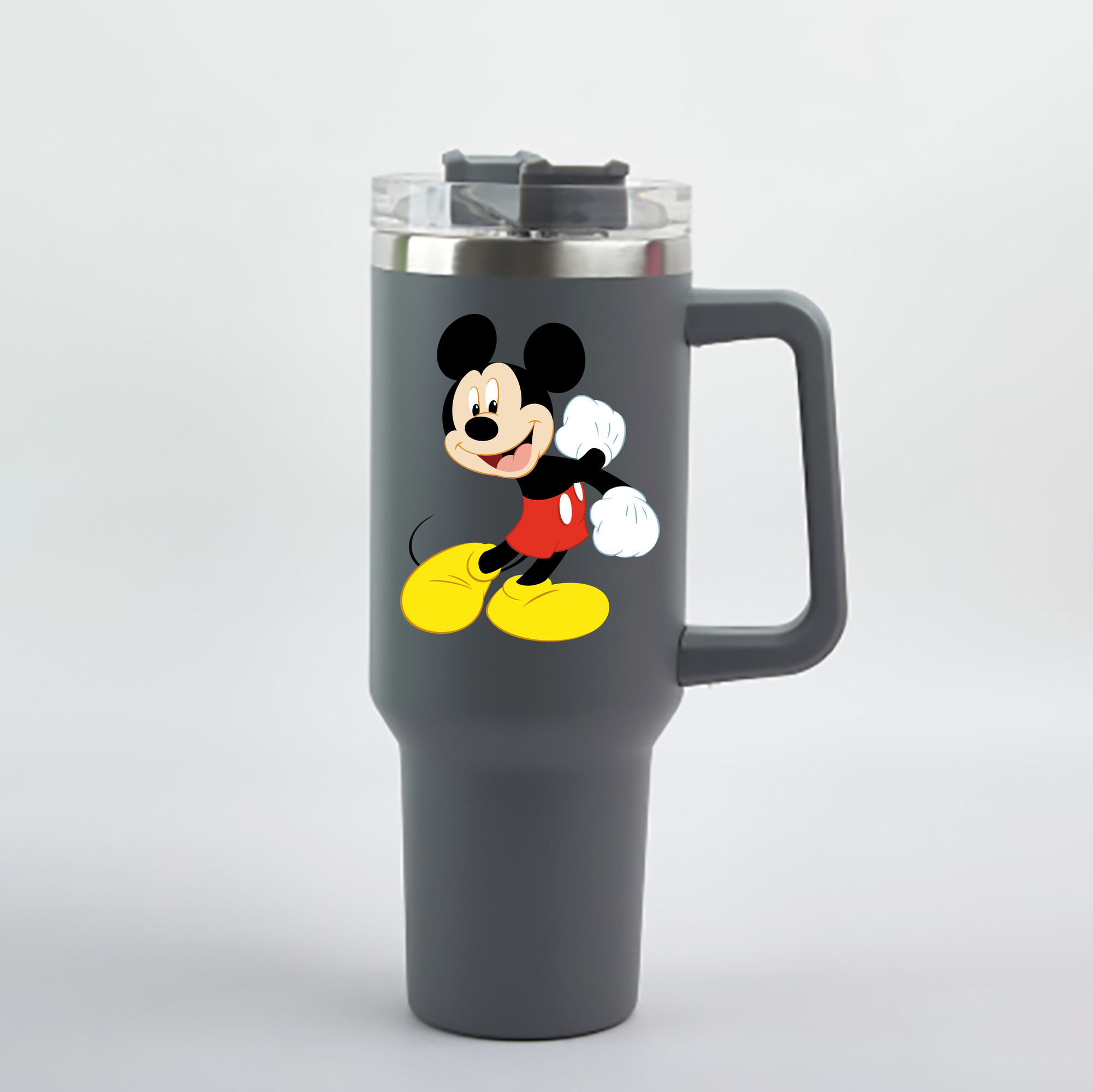 （画像用） ミッキーマウス Mickey Mouse 1200mL車用タンブラー - クリスタルステッカー（プラスチックストロー付き）