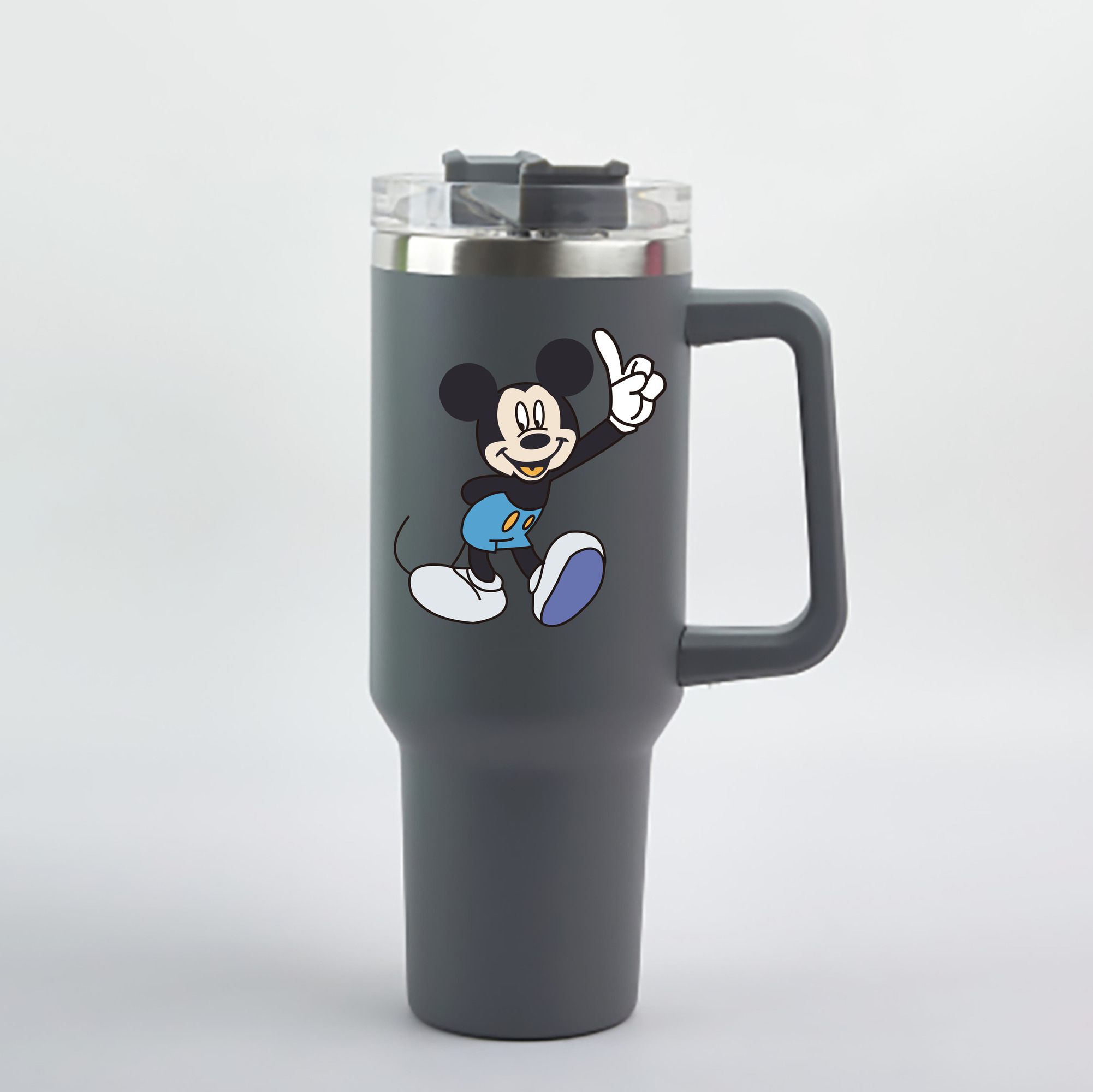 （画像用） ミッキーマウス Mickey Mouse 1200mL車用タンブラー - クリスタルステッカー（プラスチックストロー付き）