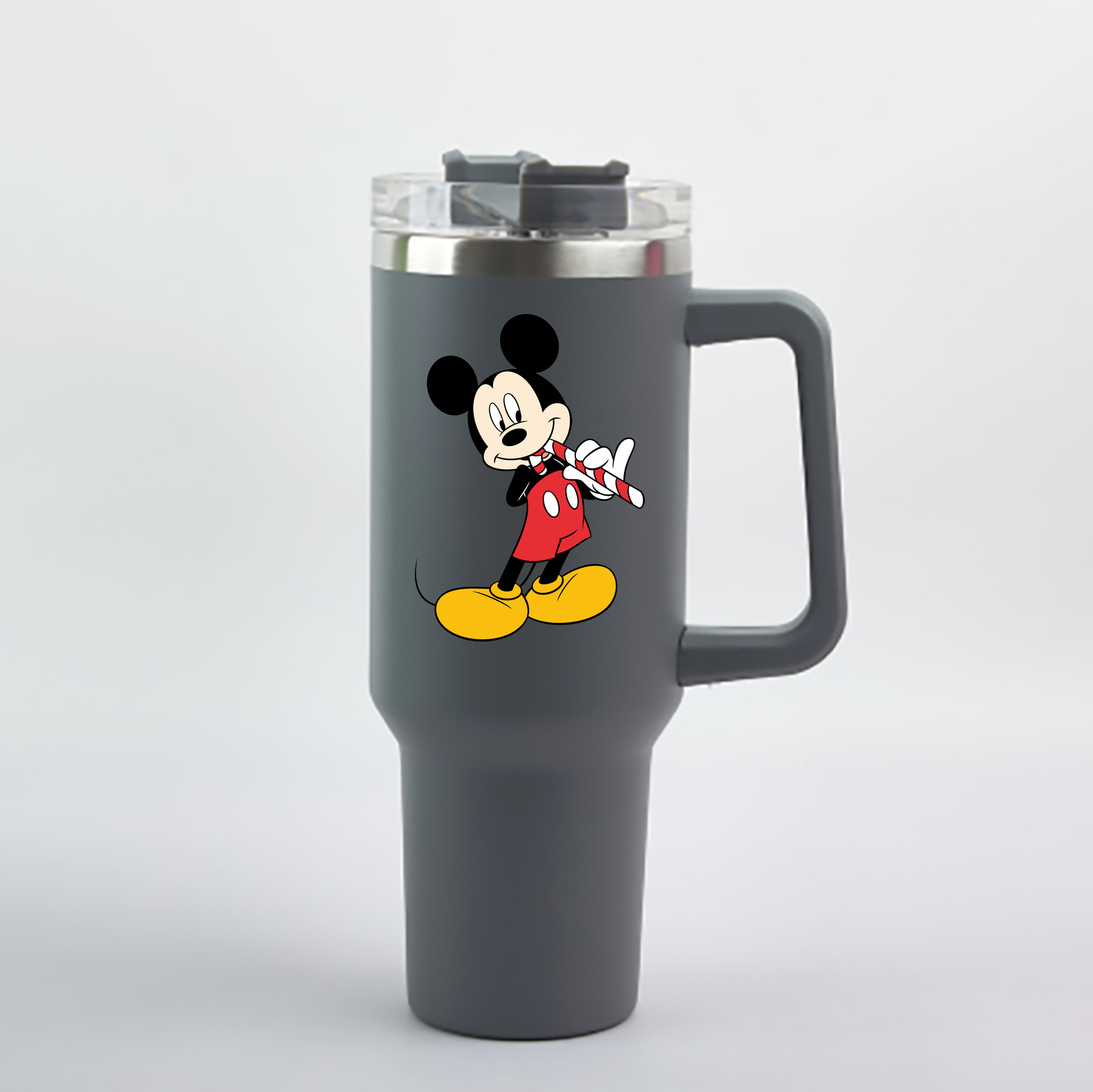 （画像用） ミッキーマウス Mickey Mouse 1200mL車用タンブラー - クリスタルステッカー（プラスチックストロー付き）