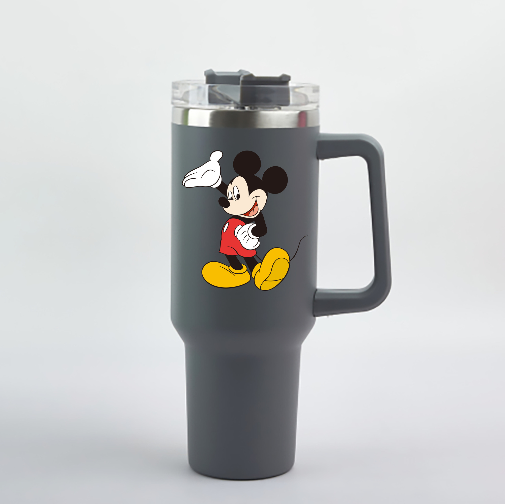 （画像用） ミッキーマウス Mickey Mouse 1200mL車用タンブラー - クリスタルステッカー（プラスチックストロー付き）