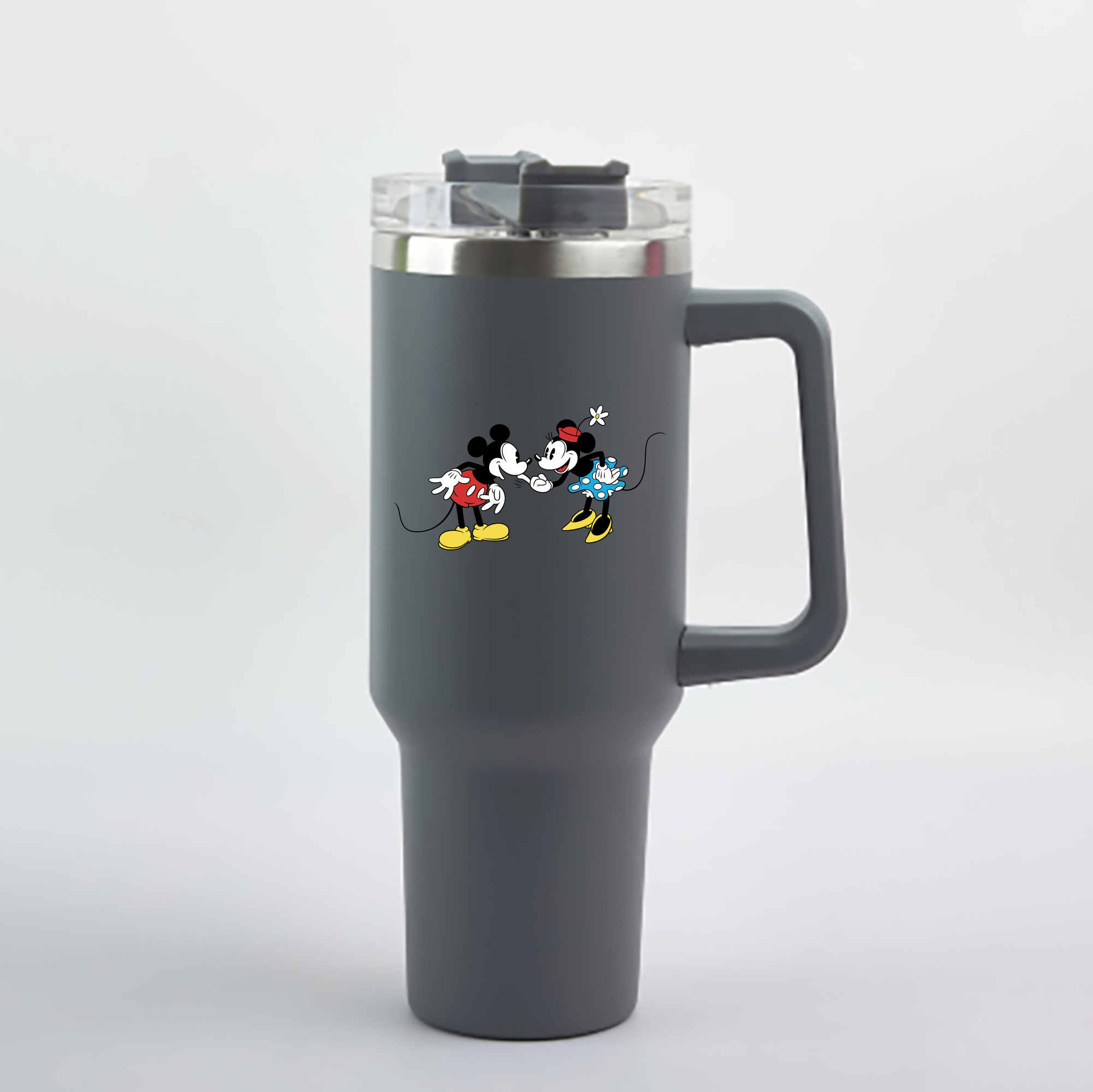 （画像用） ミッキーマウス Mickey Mouse 1200mL車用タンブラー - クリスタルステッカー（プラスチックストロー付き）