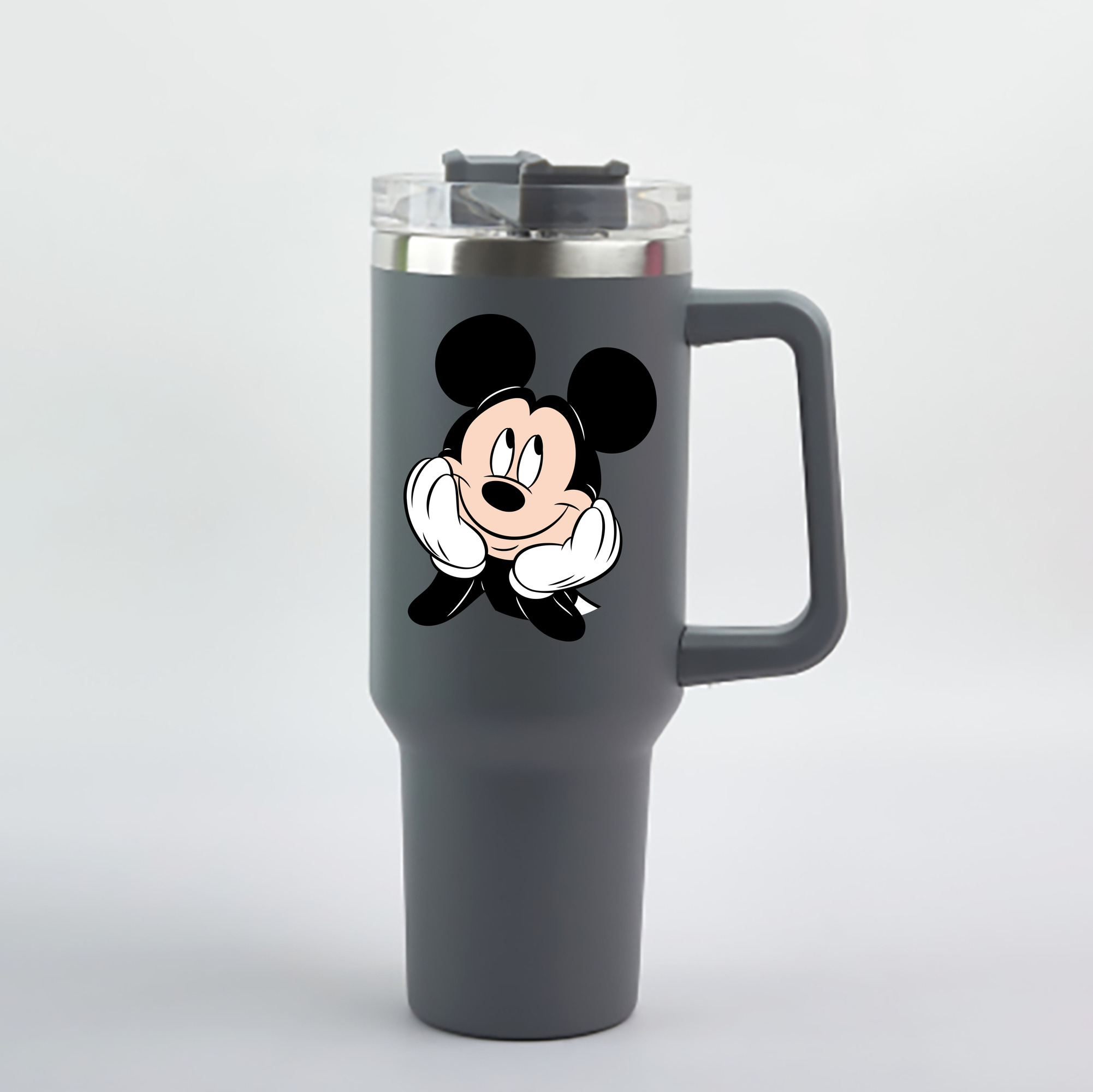 （画像用） ミッキーマウス Mickey Mouse 1200mL車用タンブラー - クリスタルステッカー（プラスチックストロー付き）