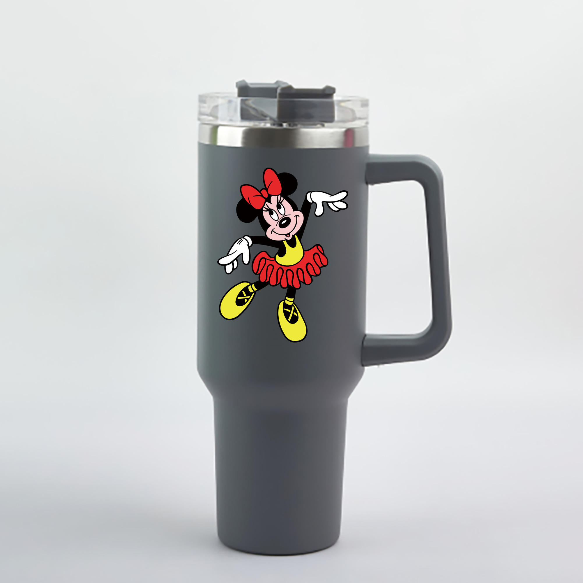 （画像用） ミッキーマウス Mickey Mouse 1200mL車用タンブラー - クリスタルステッカー（プラスチックストロー付き）