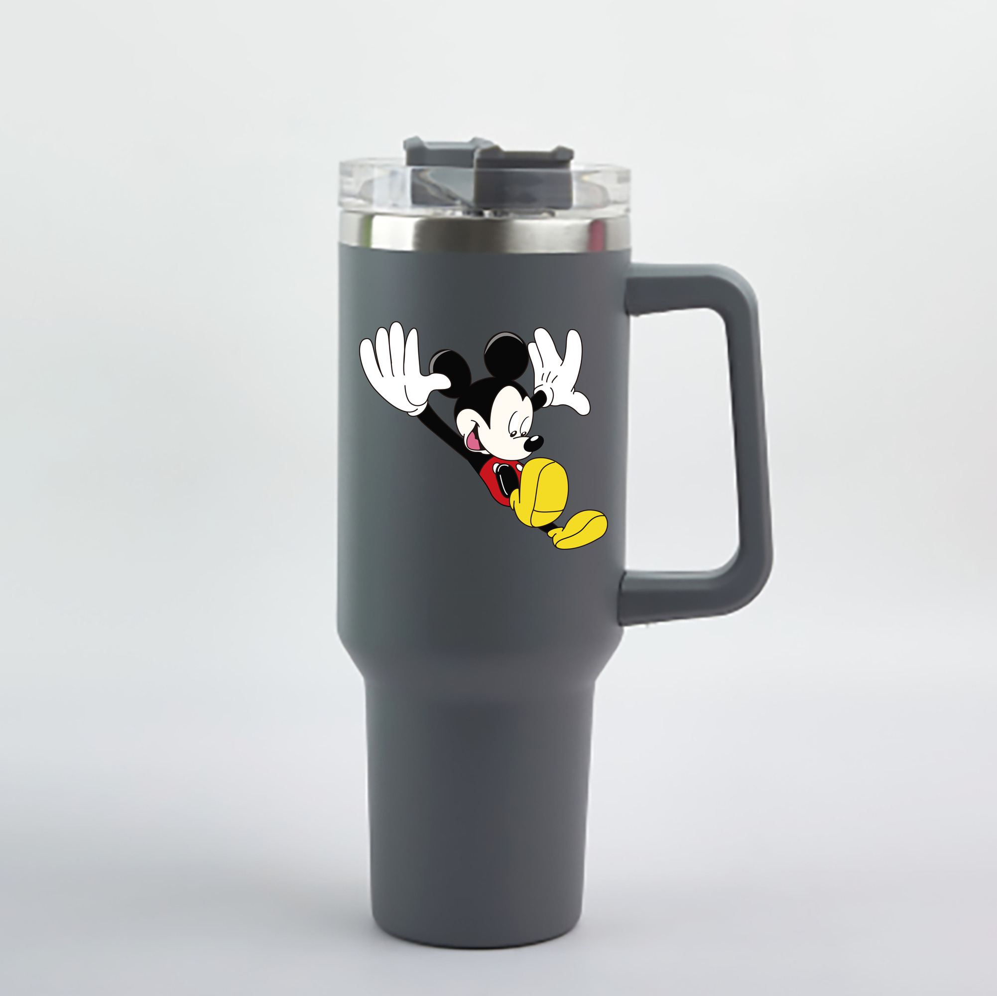 （画像用） ミッキーマウス Mickey Mouse 1200mL車用タンブラー - クリスタルステッカー（プラスチックストロー付き）