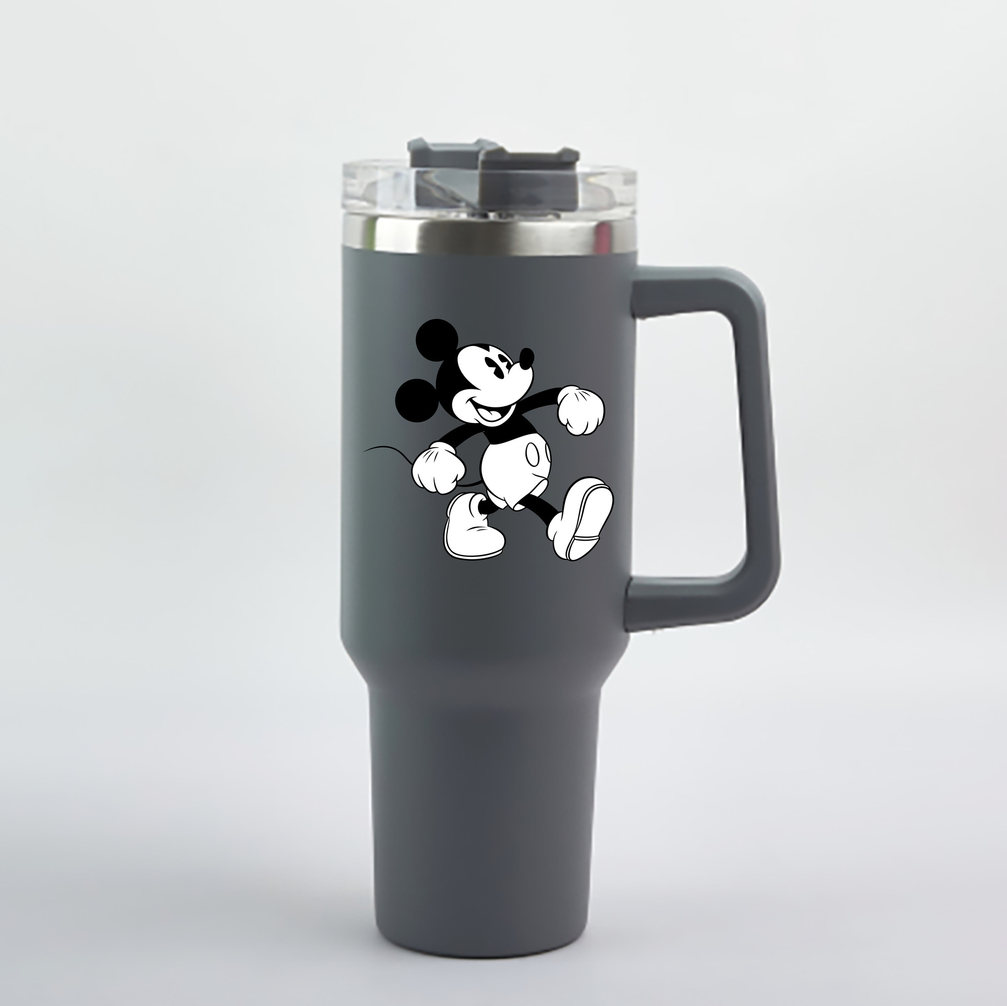 （画像用） ミッキーマウス Mickey Mouse 1200mL車用タンブラー - クリスタルステッカー（プラスチックストロー付き）
