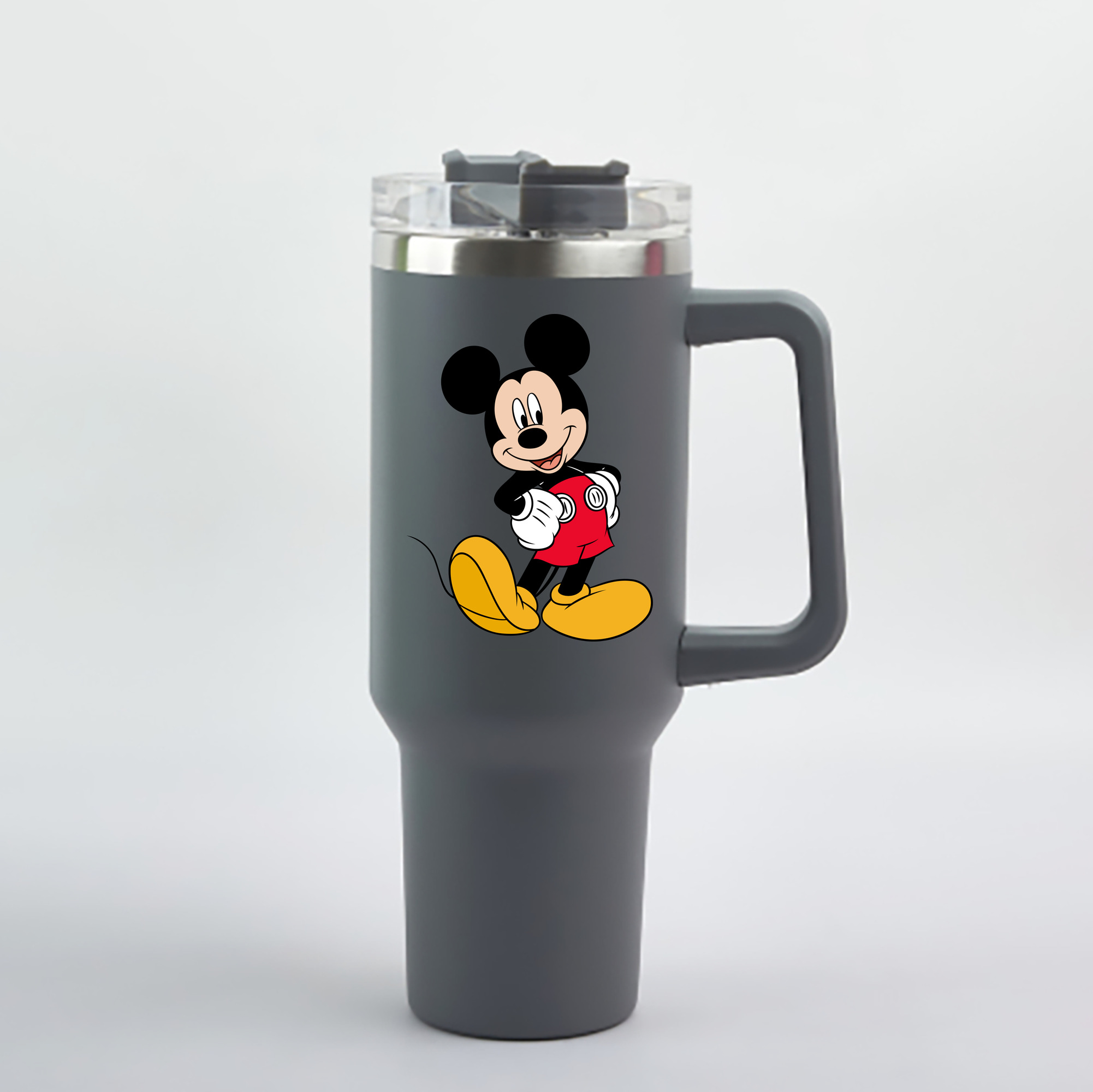 （画像用） ミッキーマウス Mickey Mouse 1200mL車用タンブラー - クリスタルステッカー（プラスチックストロー付き）