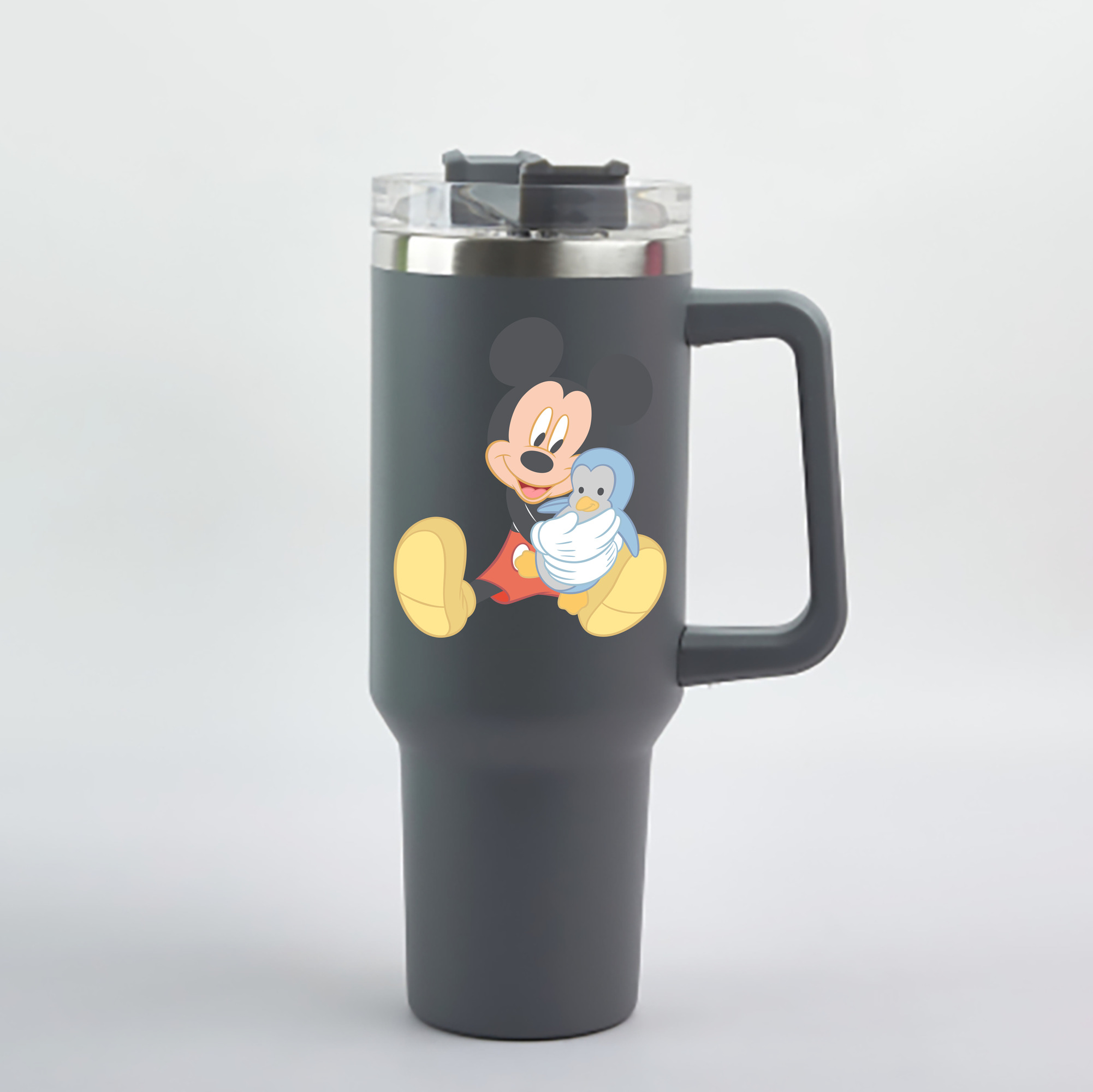 （画像用） ミッキーマウス Mickey Mouse 1200mL車用タンブラー - クリスタルステッカー（プラスチックストロー付き）