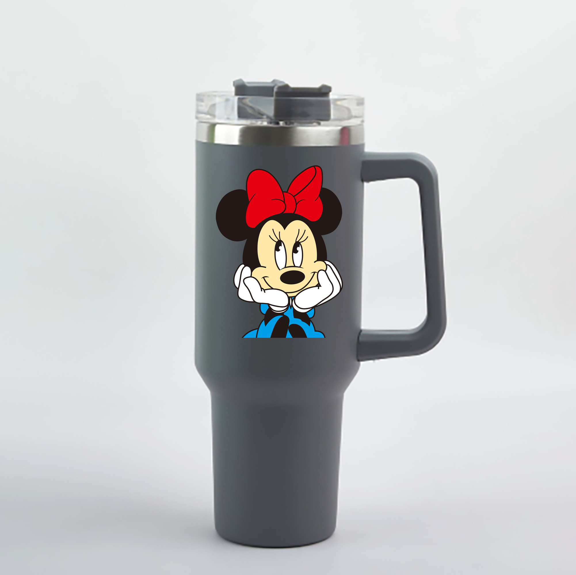 （画像用） ミッキーマウス Mickey Mouse 1200mL車用タンブラー - クリスタルステッカー（プラスチックストロー付き）