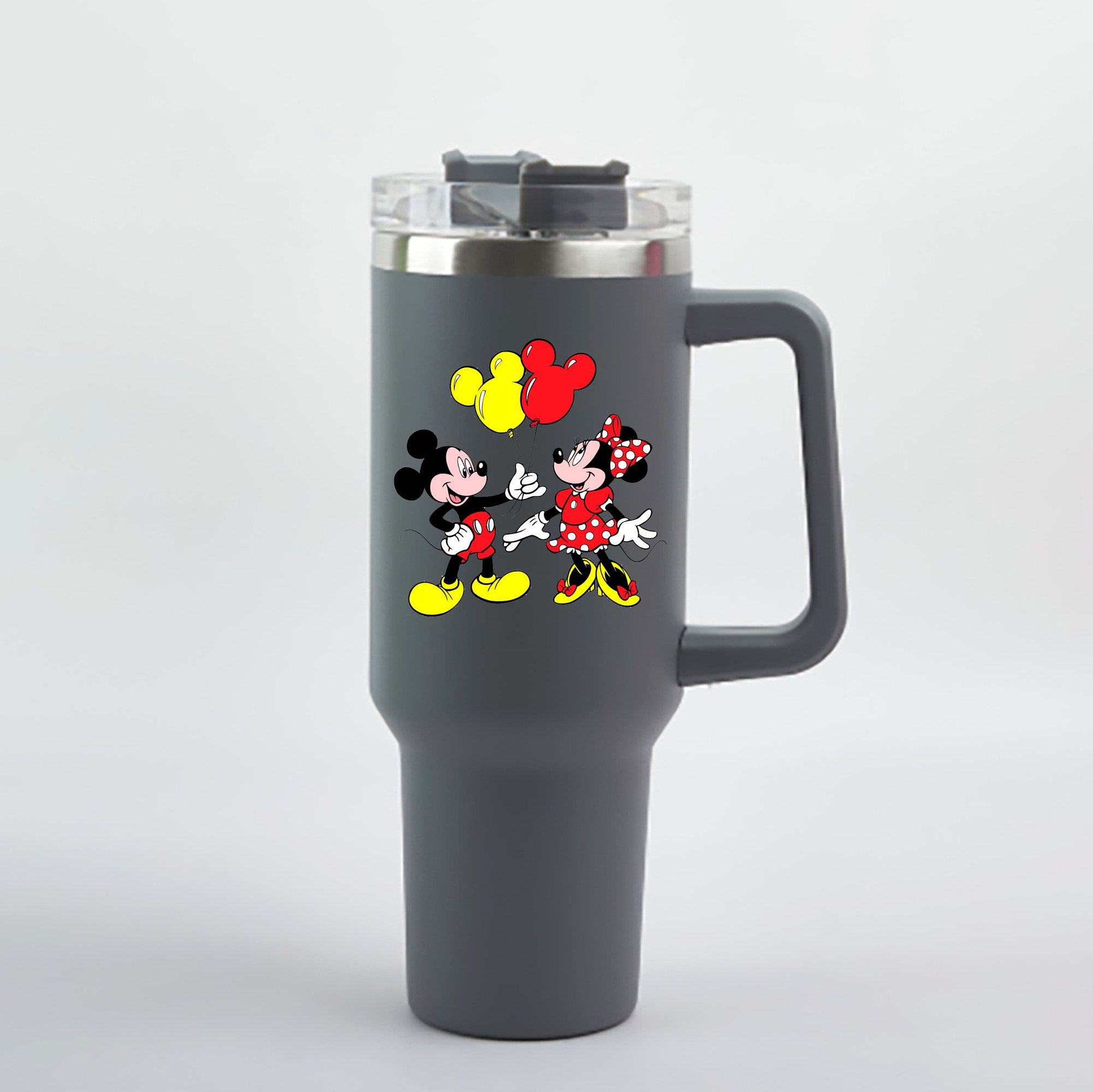 （画像用） ミッキーマウス Mickey Mouse 1200mL車用タンブラー - クリスタルステッカー（プラスチックストロー付き）