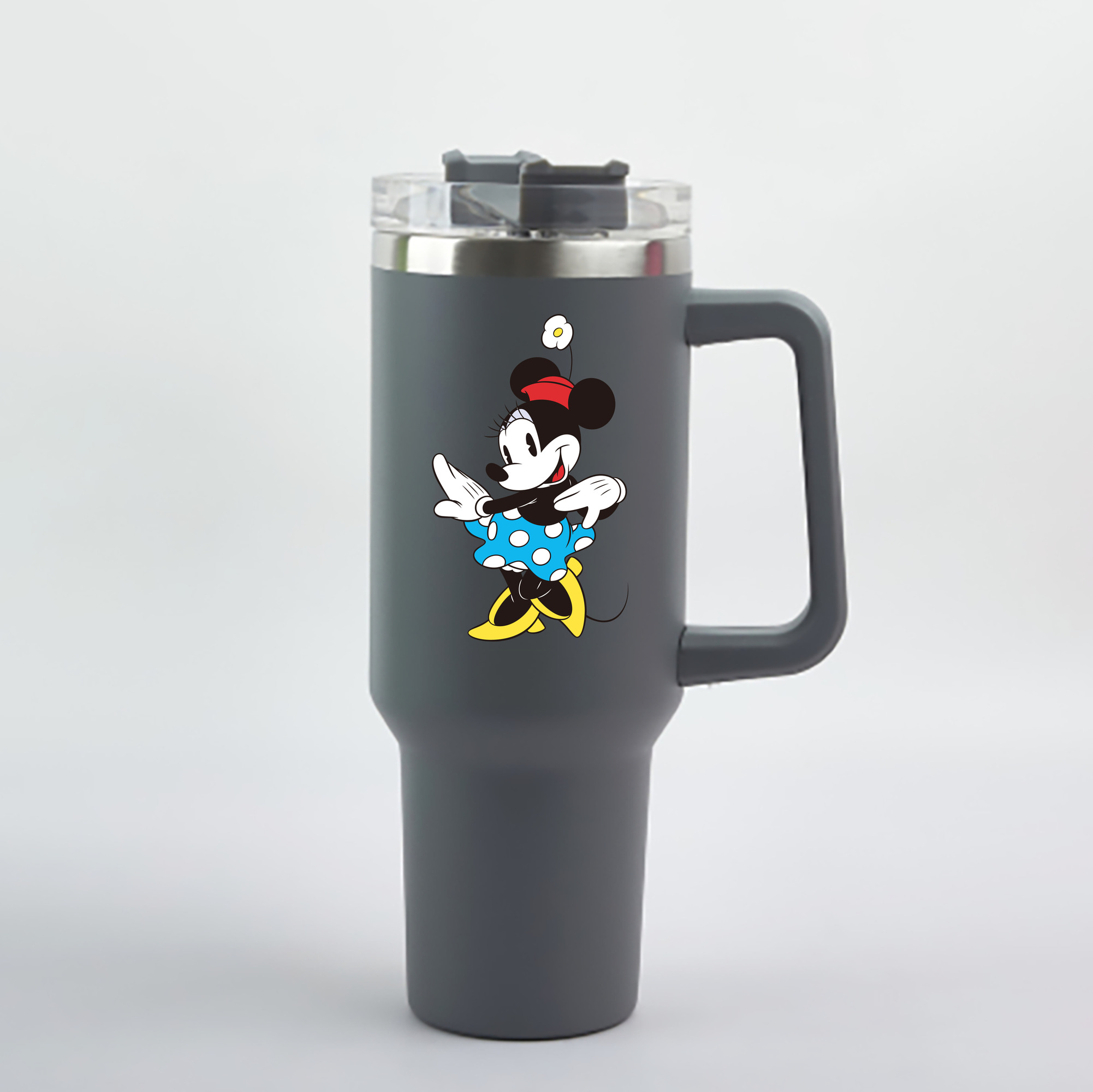 （画像用） ミッキーマウス Mickey Mouse 1200mL車用タンブラー - クリスタルステッカー（プラスチックストロー付き）