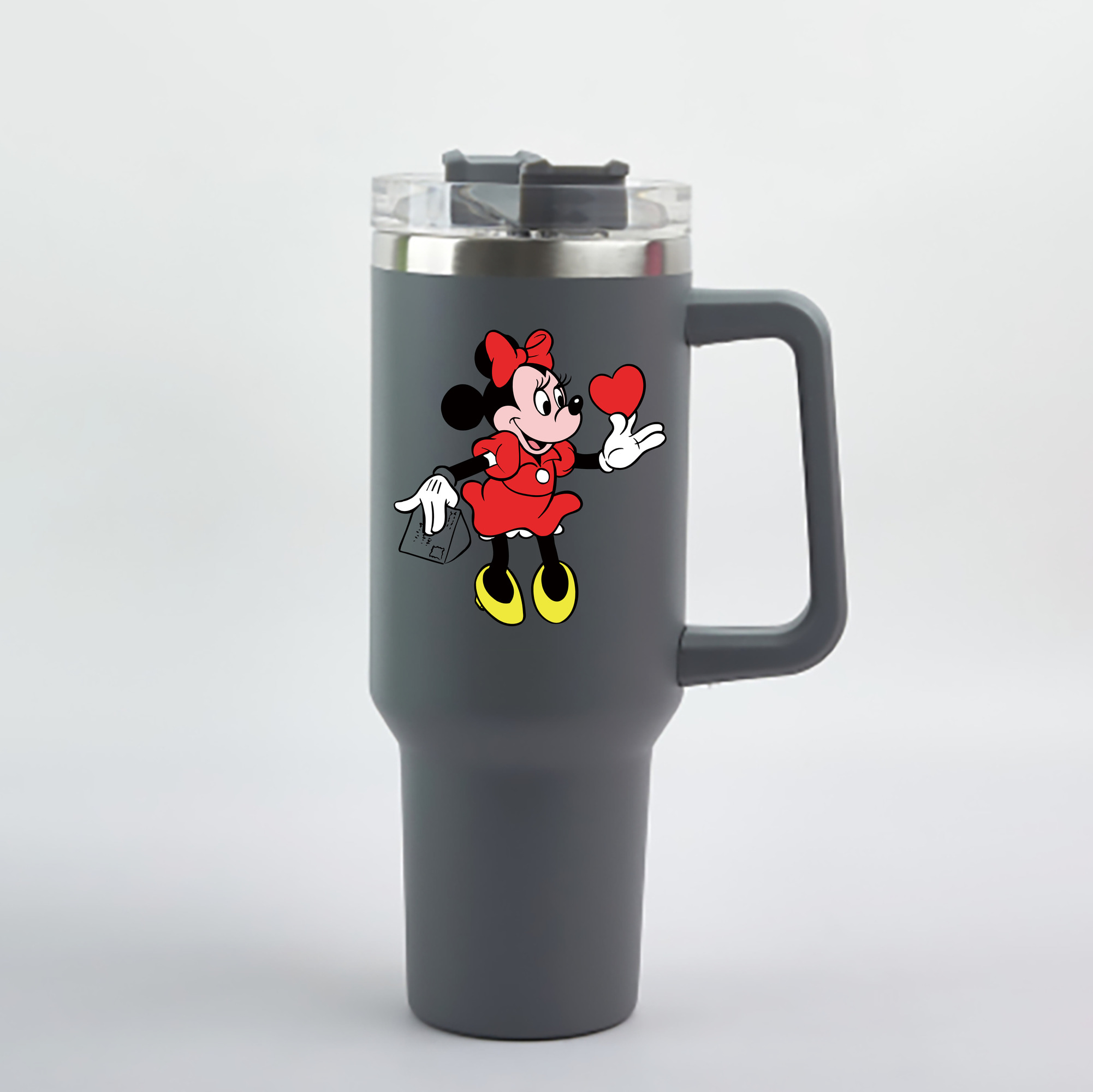 （画像用） ミッキーマウス Mickey Mouse 1200mL車用タンブラー - クリスタルステッカー（プラスチックストロー付き）