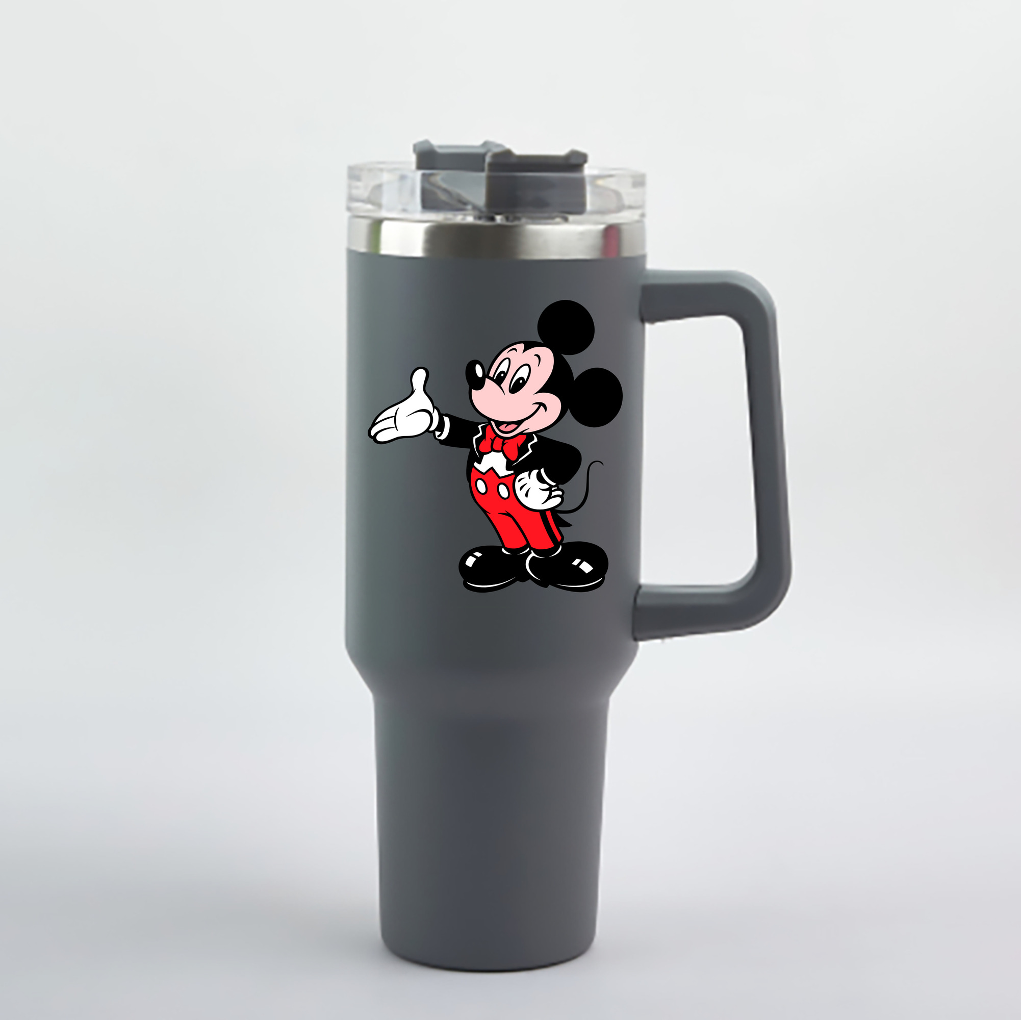 （画像用） ミッキーマウス Mickey Mouse 1200mL車用タンブラー - クリスタルステッカー（プラスチックストロー付き）
