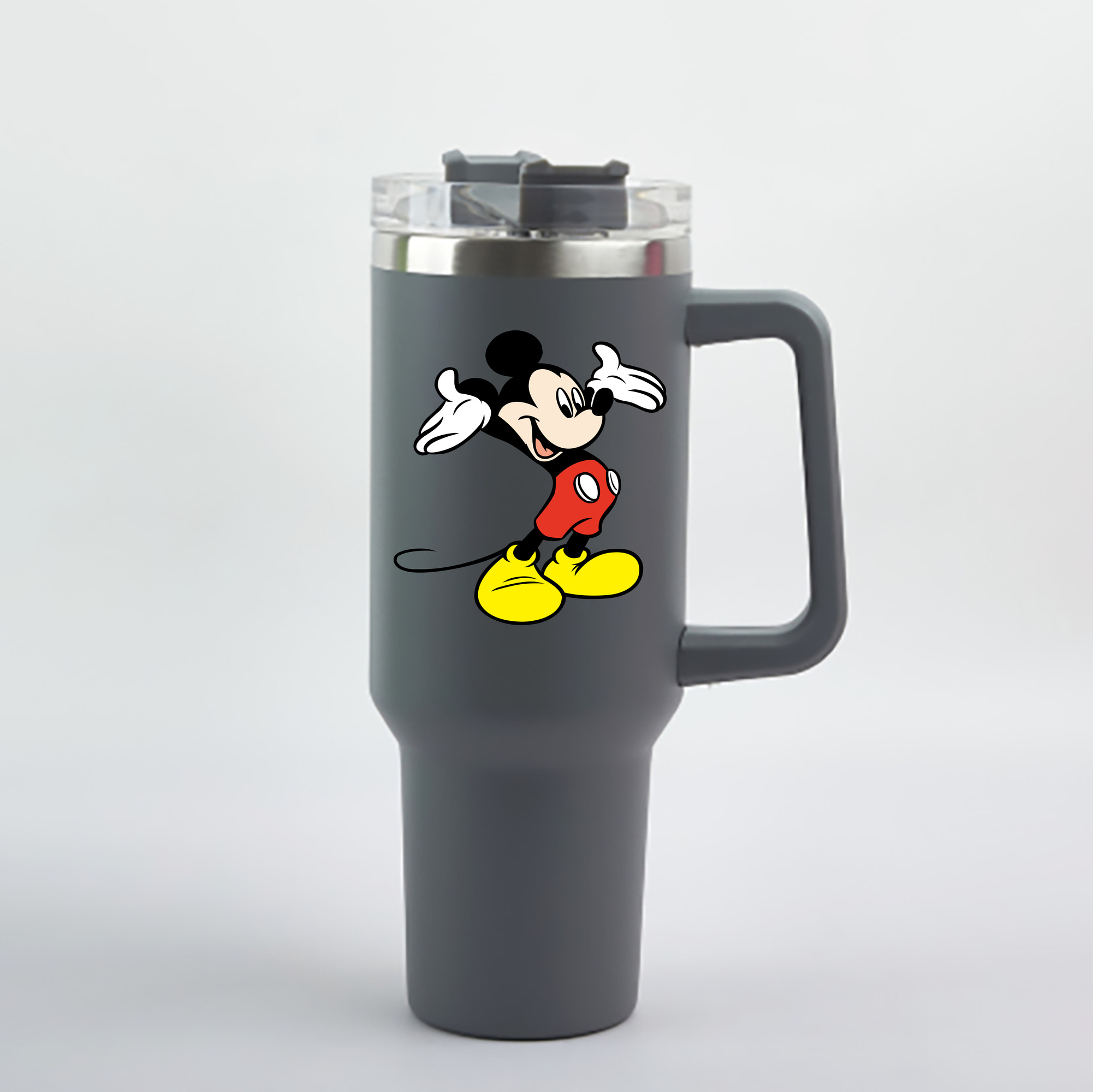 （画像用） ミッキーマウス Mickey Mouse 1200mL車用タンブラー - クリスタルステッカー（プラスチックストロー付き）