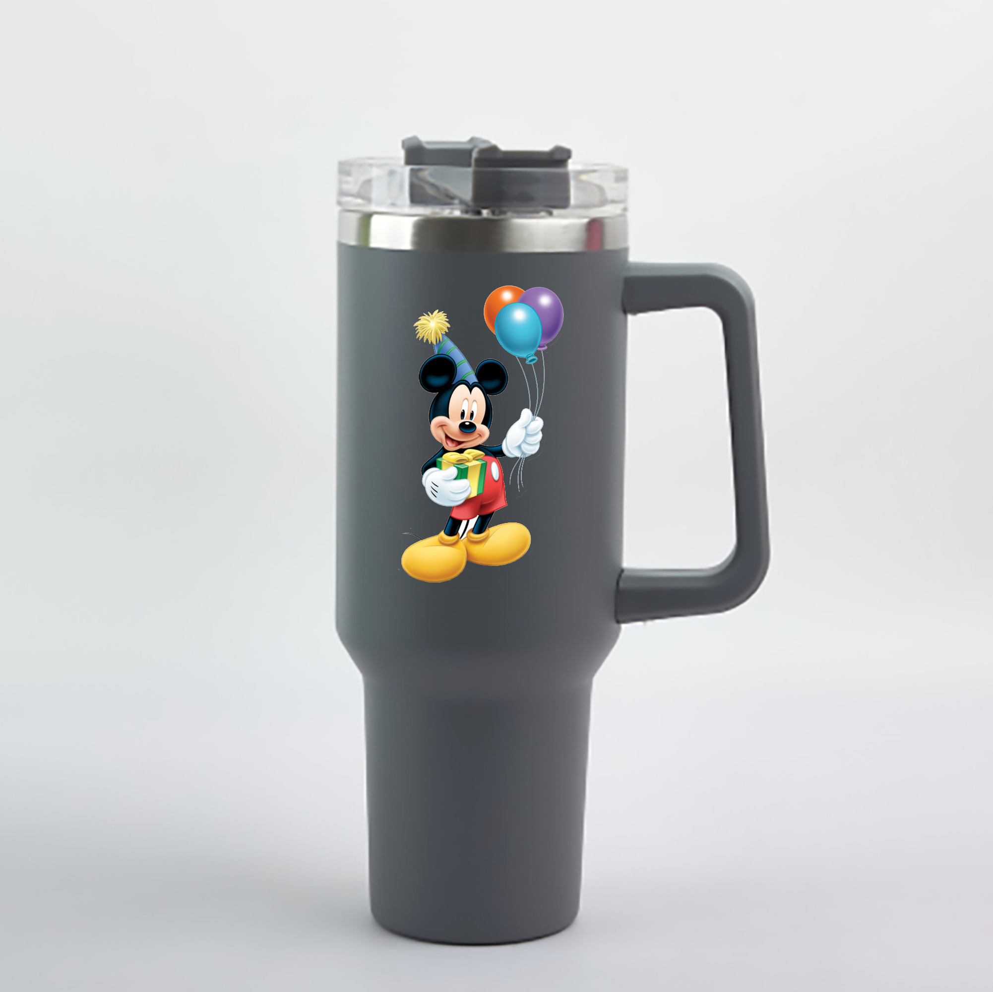 （画像用） ミッキーマウス Mickey Mouse 1200mL車用タンブラー - クリスタルステッカー（プラスチックストロー付き）