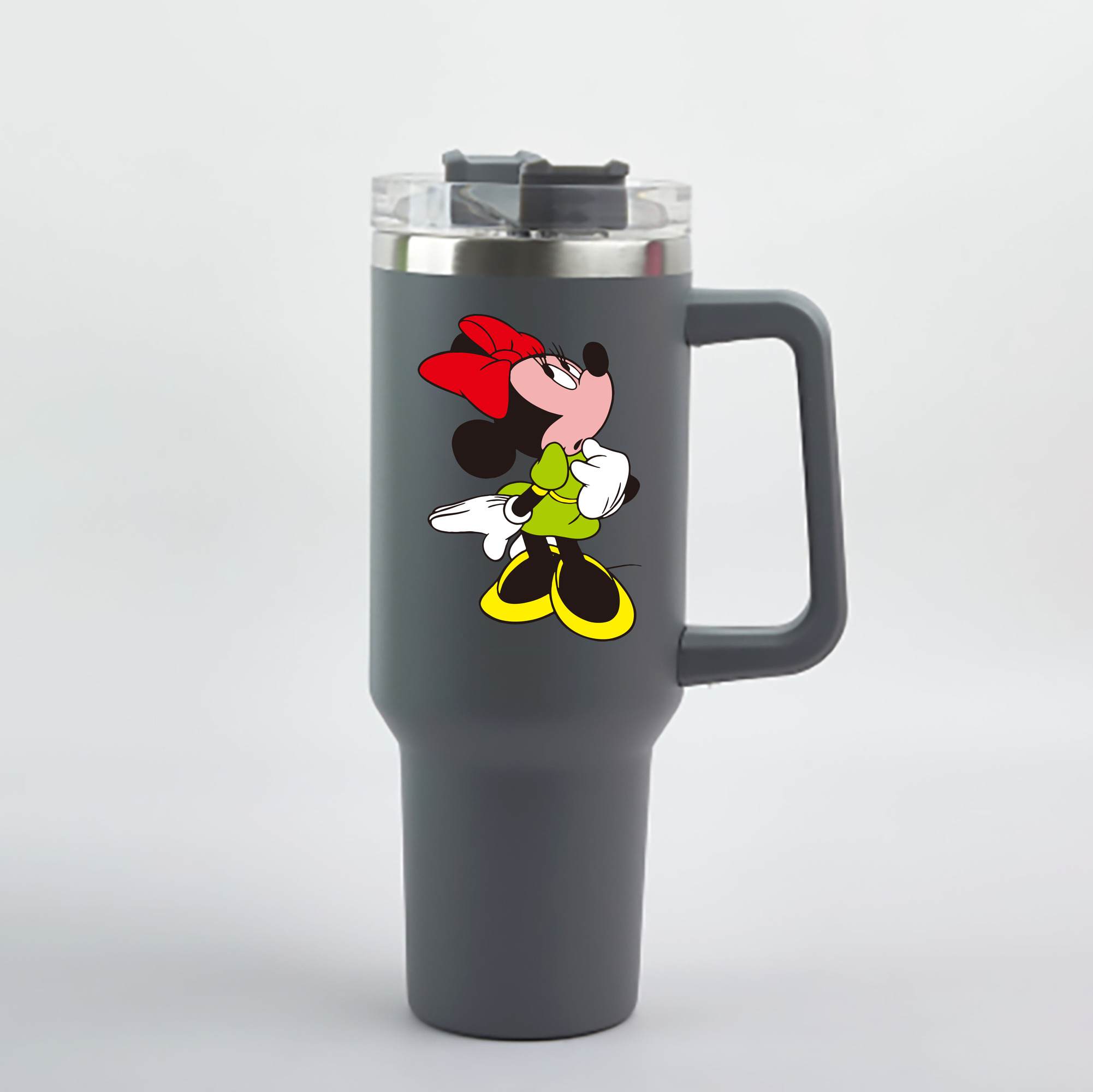 （画像用） ミッキーマウス Mickey Mouse 1200mL車用タンブラー - クリスタルステッカー（プラスチックストロー付き）