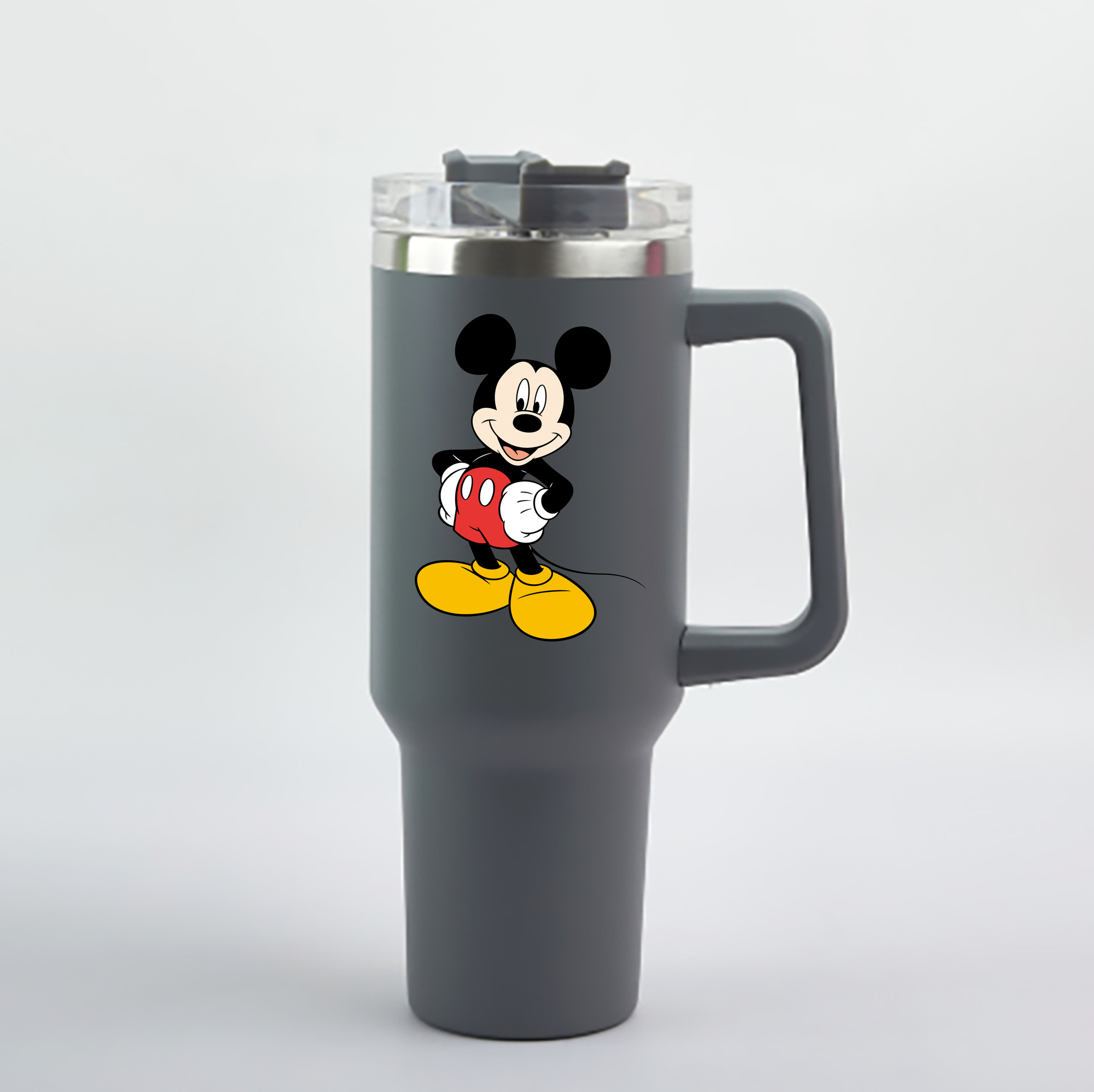 （画像用） ミッキーマウス Mickey Mouse 1200mL車用タンブラー - クリスタルステッカー（プラスチックストロー付き）