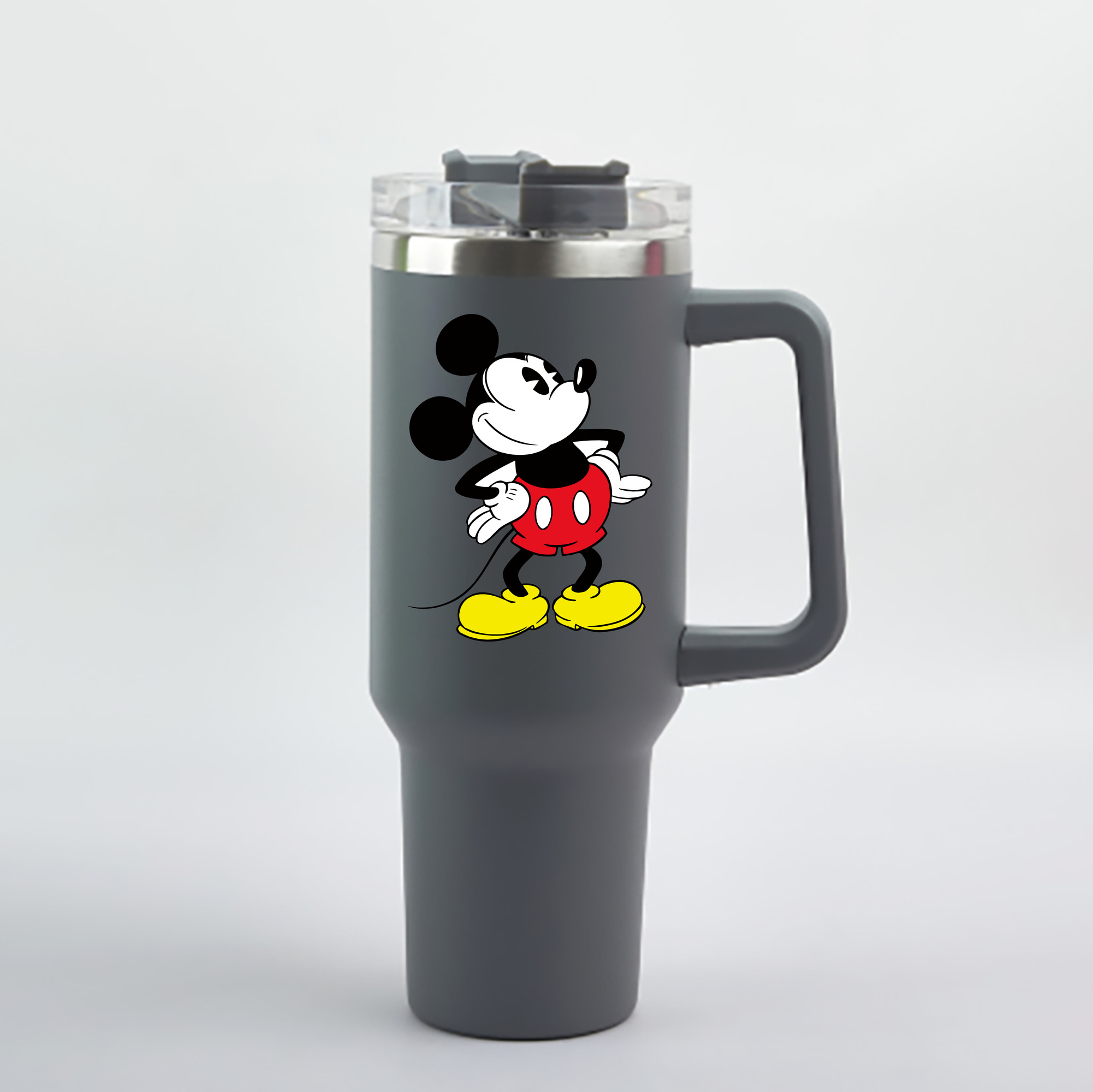 （画像用） ミッキーマウス Mickey Mouse 1200mL車用タンブラー - クリスタルステッカー（プラスチックストロー付き）