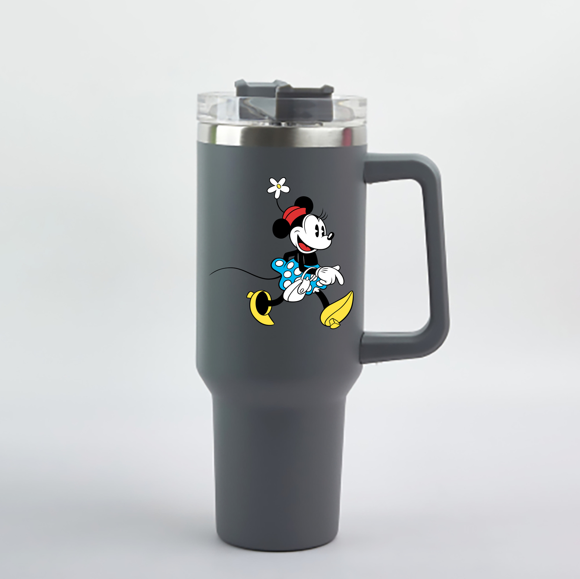 （画像用） ミッキーマウス Mickey Mouse 1200mL車用タンブラー - クリスタルステッカー（プラスチックストロー付き）