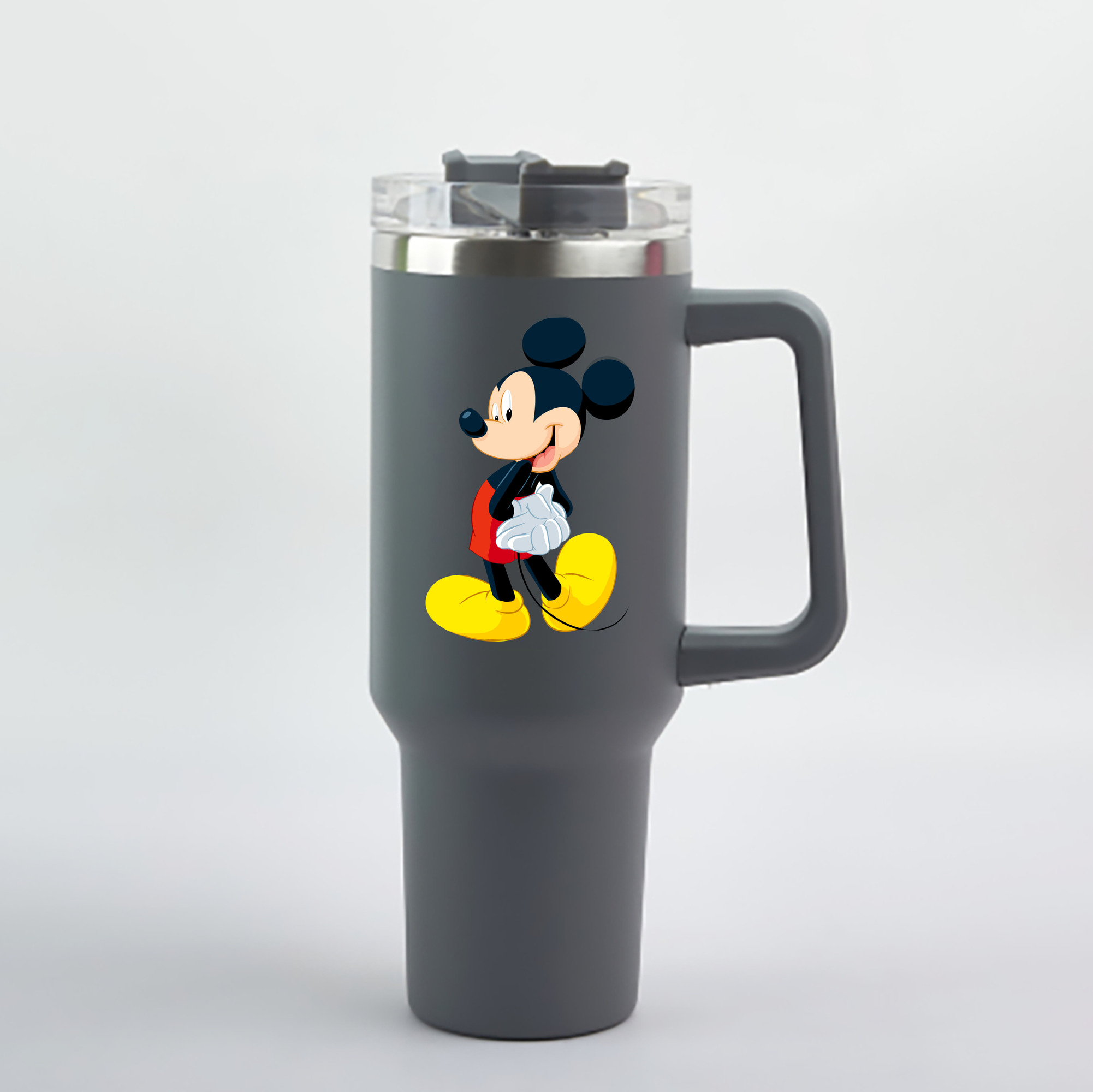 （画像用） ミッキーマウス Mickey Mouse 1200mL車用タンブラー - クリスタルステッカー（プラスチックストロー付き）