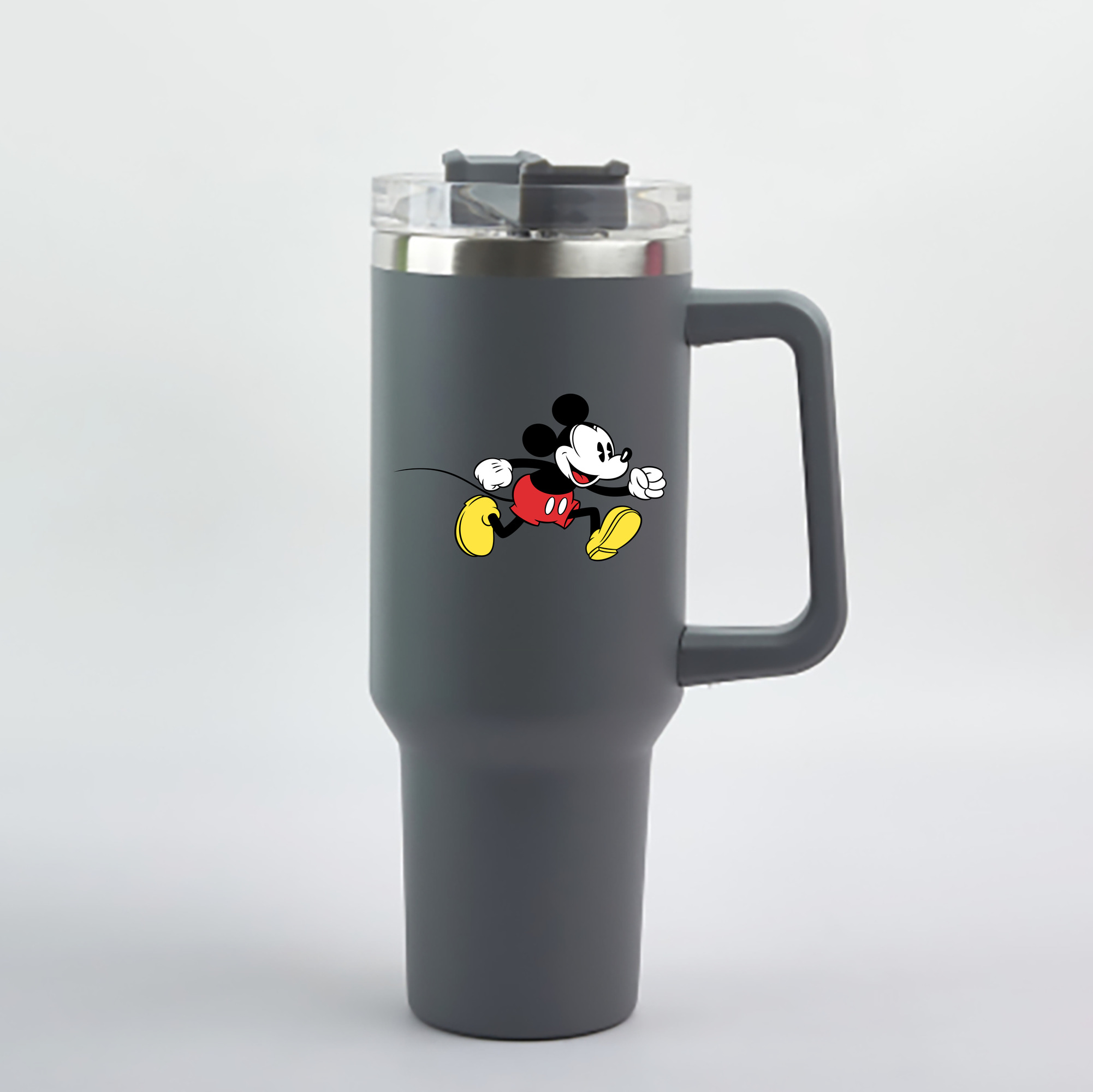 （画像用） ミッキーマウス Mickey Mouse 1200mL車用タンブラー - クリスタルステッカー（プラスチックストロー付き）