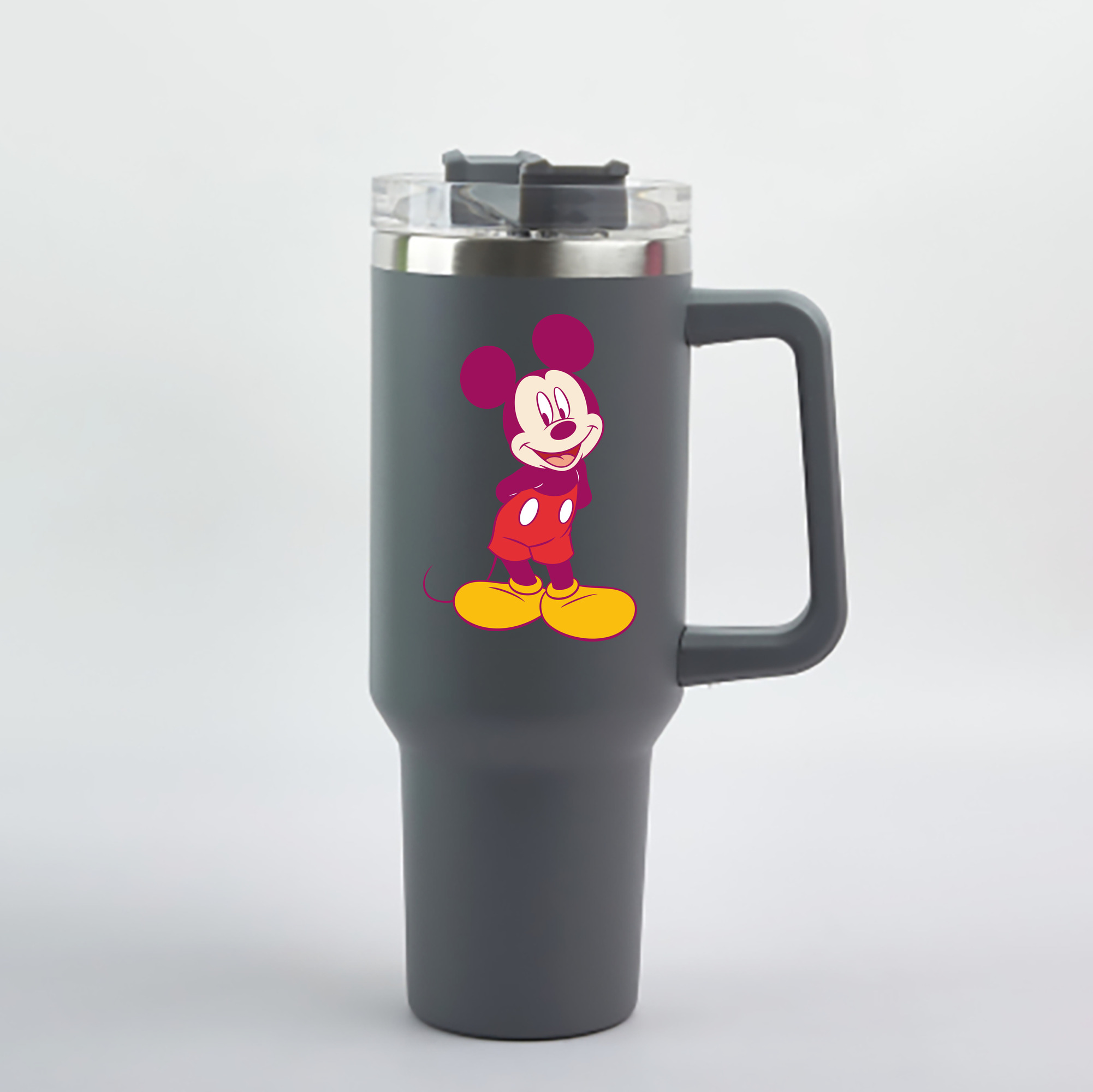 （画像用） ミッキーマウス Mickey Mouse 1200mL車用タンブラー - クリスタルステッカー（プラスチックストロー付き）