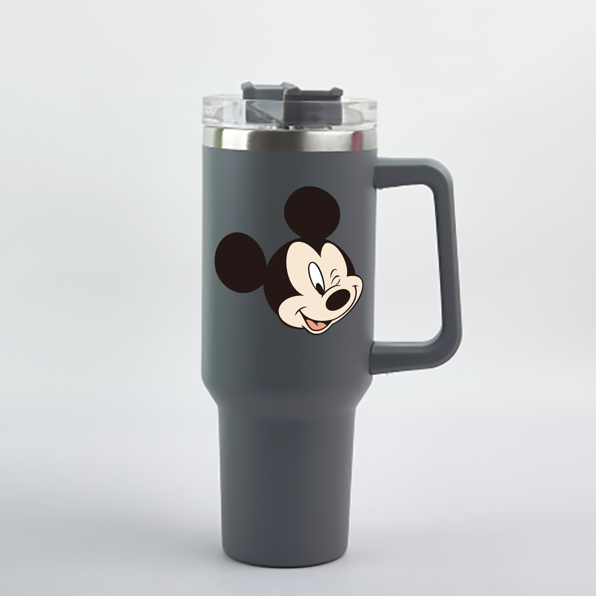（画像用） ミッキーマウス Mickey Mouse 1200mL車用タンブラー - クリスタルステッカー（プラスチックストロー付き）