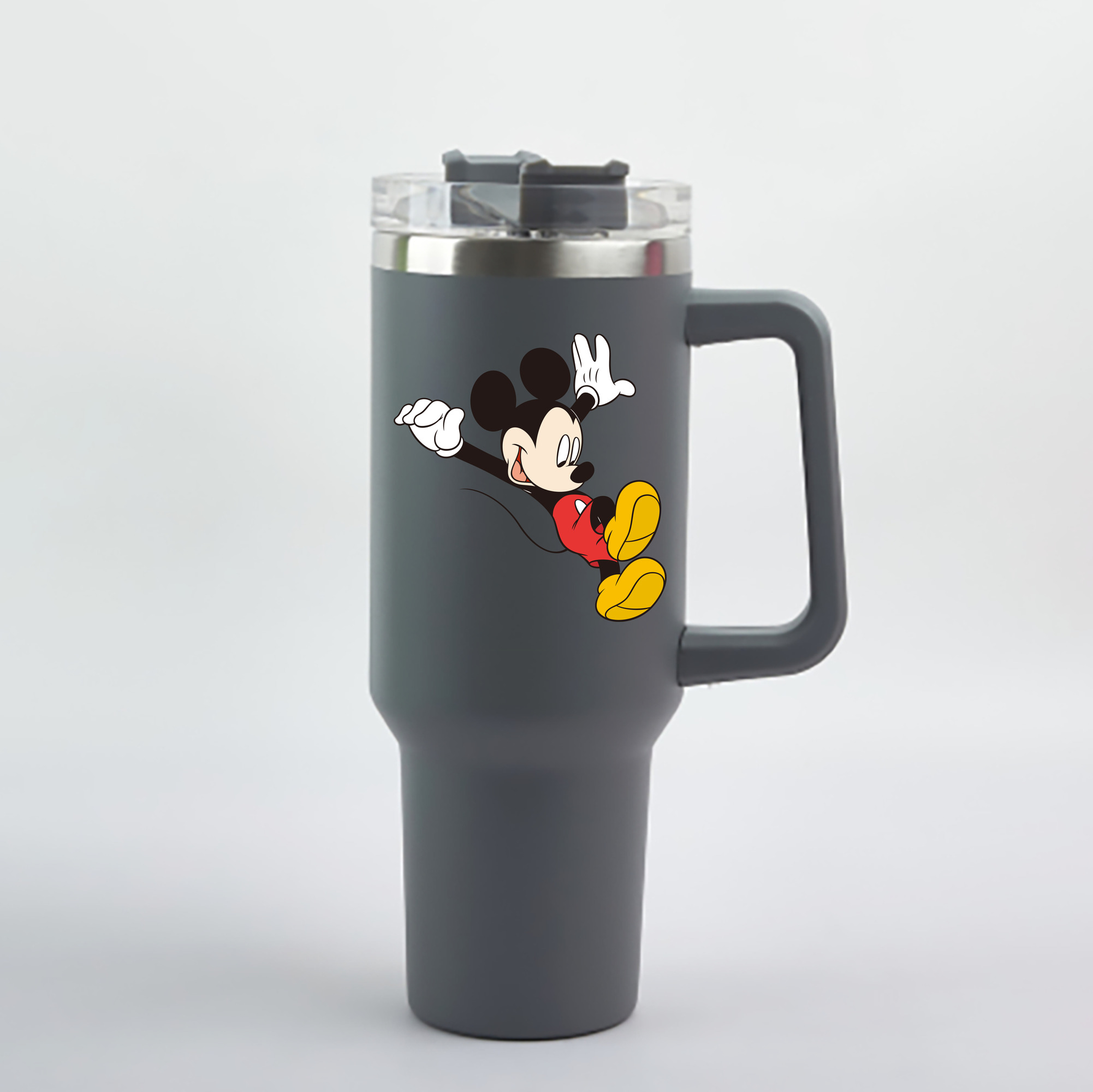 （画像用） ミッキーマウス Mickey Mouse 1200mL車用タンブラー - クリスタルステッカー（プラスチックストロー付き）