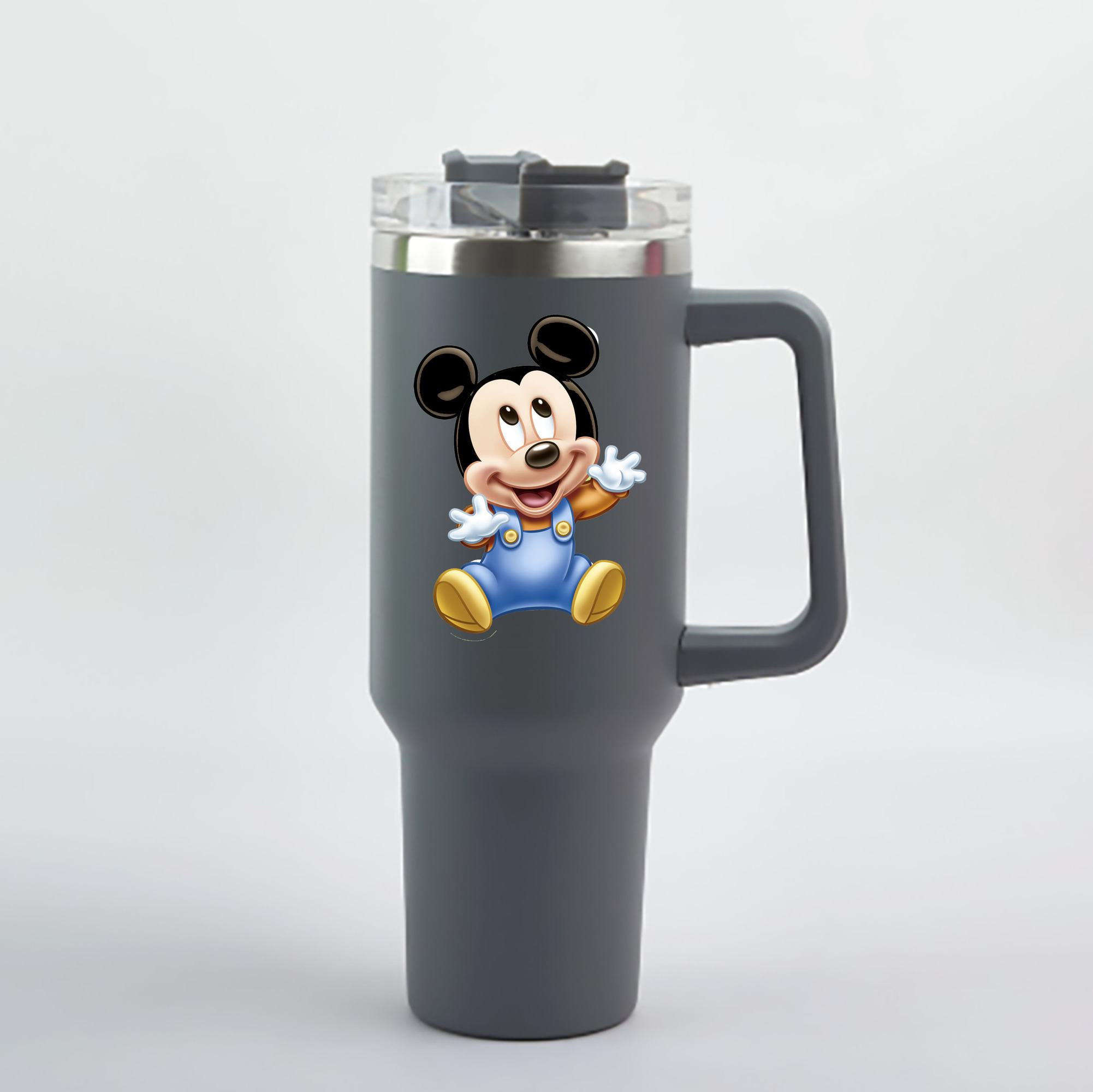 （画像用） ミッキーマウス Mickey Mouse 1200mL車用タンブラー - クリスタルステッカー（プラスチックストロー付き）