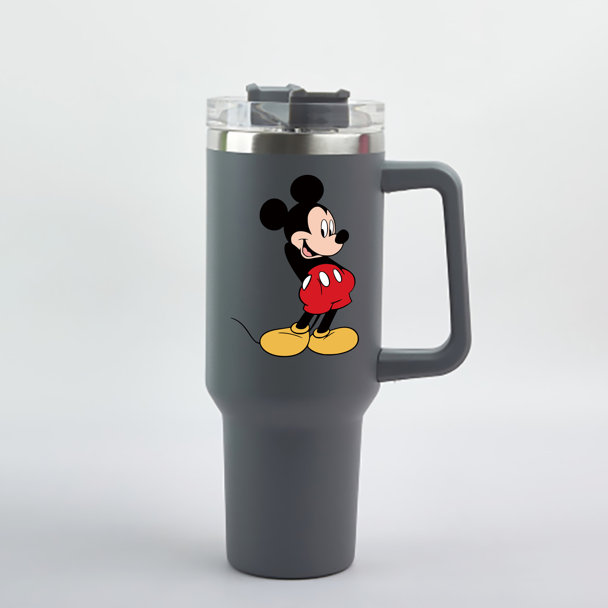 （画像用） ミッキーマウス Mickey Mouse 1200mL車用タンブラー - クリスタルステッカー（プラスチックストロー付き）