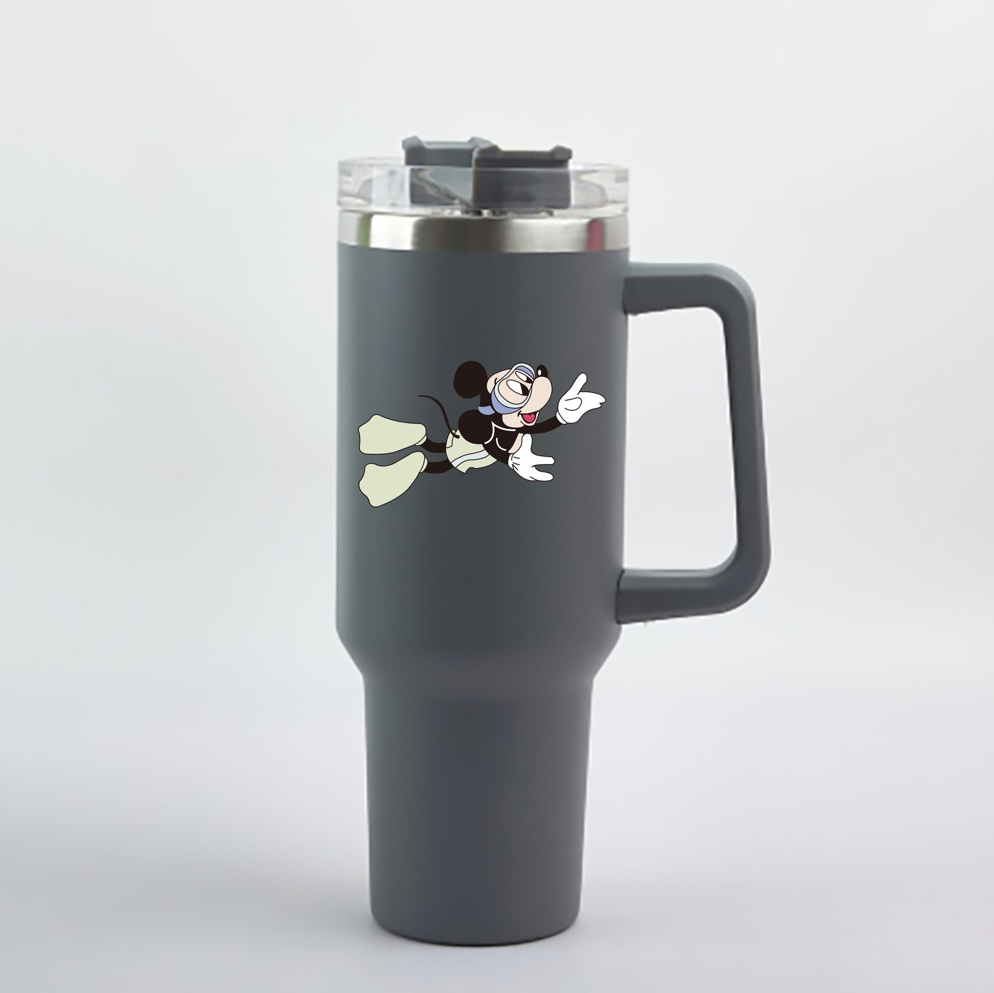 （画像用） ミッキーマウス Mickey Mouse 1200mL車用タンブラー - クリスタルステッカー（プラスチックストロー付き）